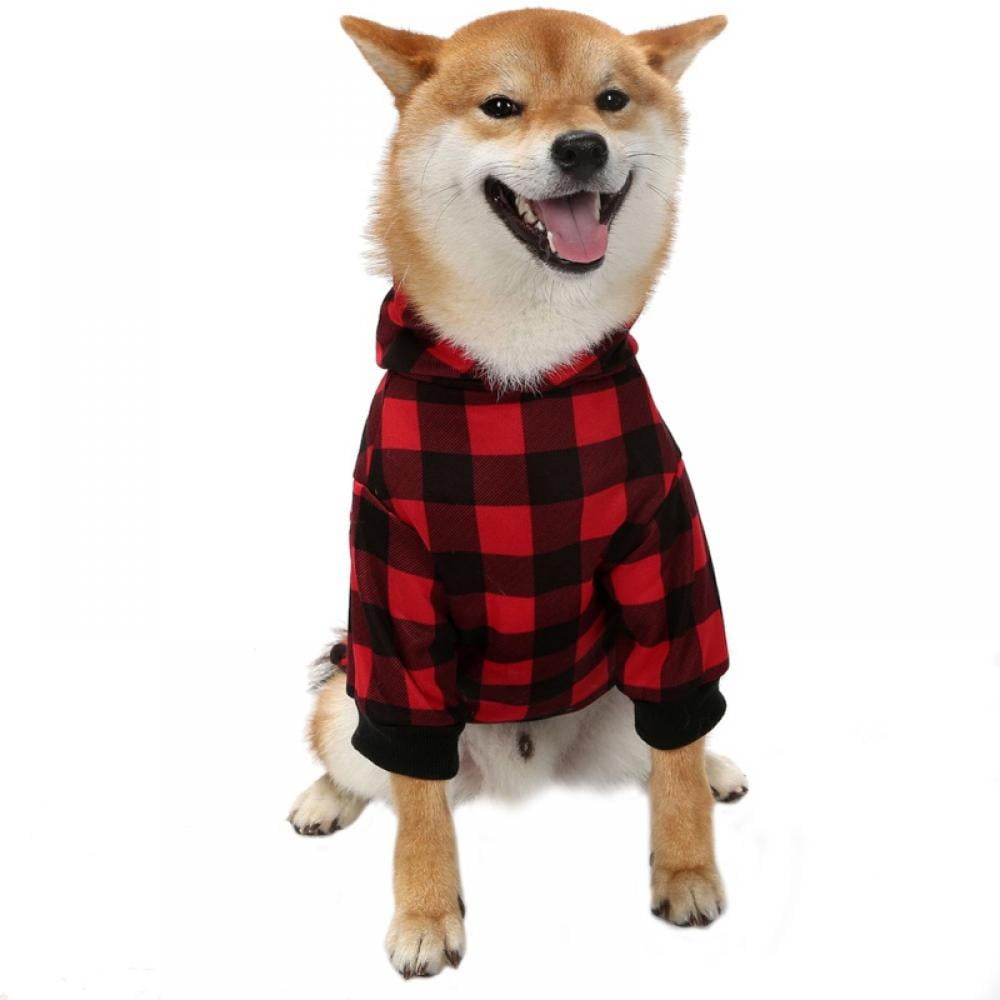 Big ! Pet Dog Plaid Hoodie Sweaters with Hat, Dog Warm Winter Dog Coat for Small Medium Large Dogs L - Image 6