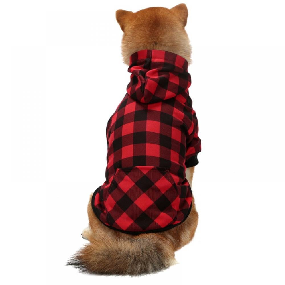 Big ! Pet Dog Plaid Hoodie Sweaters with Hat, Dog Warm Winter Dog Coat for Small Medium Large Dogs L - Image 7