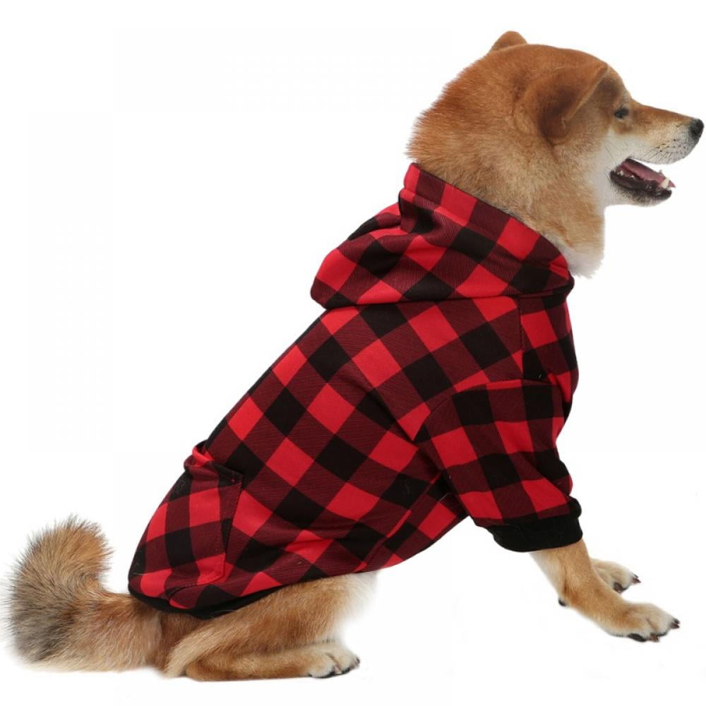 Big ! Pet Dog Plaid Hoodie Sweaters with Hat, Dog Warm Winter Dog Coat for Small Medium Large Dogs 2XL - Image 3