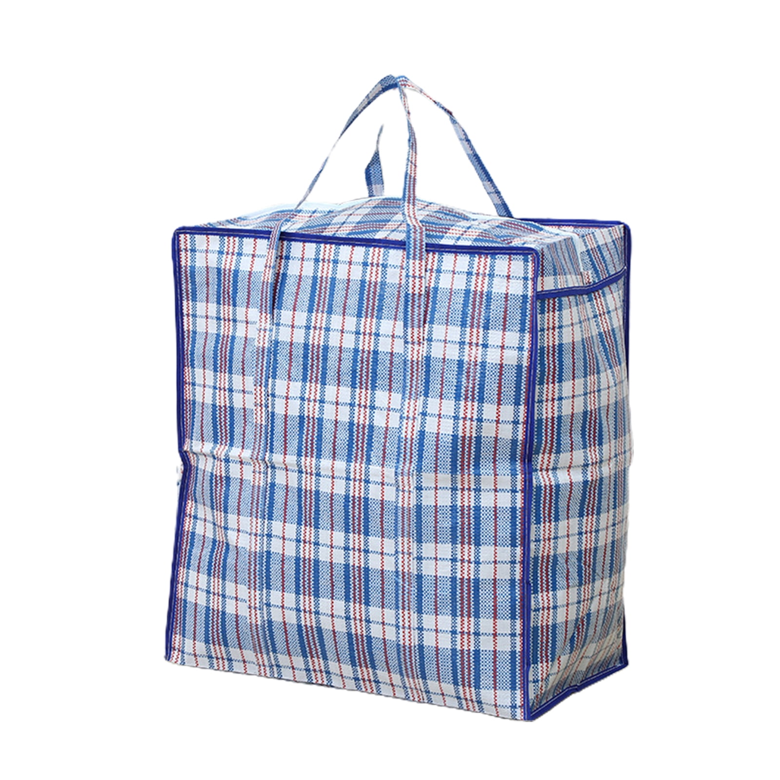 Dream Lifestyle Large Capacity Storage Bags, Large Checkered Storage Laundry Bag with Zipper & Handles for Shopping Moving Travel Blue - Image 2
