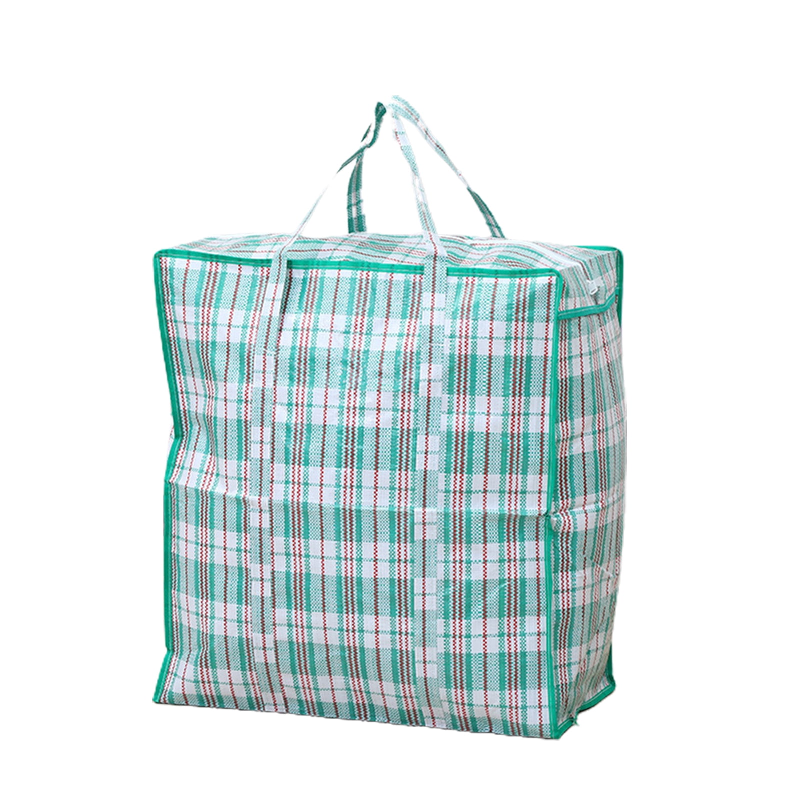 Dream Lifestyle Large Capacity Storage Bags, Large Checkered Storage Laundry Bag with Zipper & Handles for Shopping Moving Travel Green - Image 2