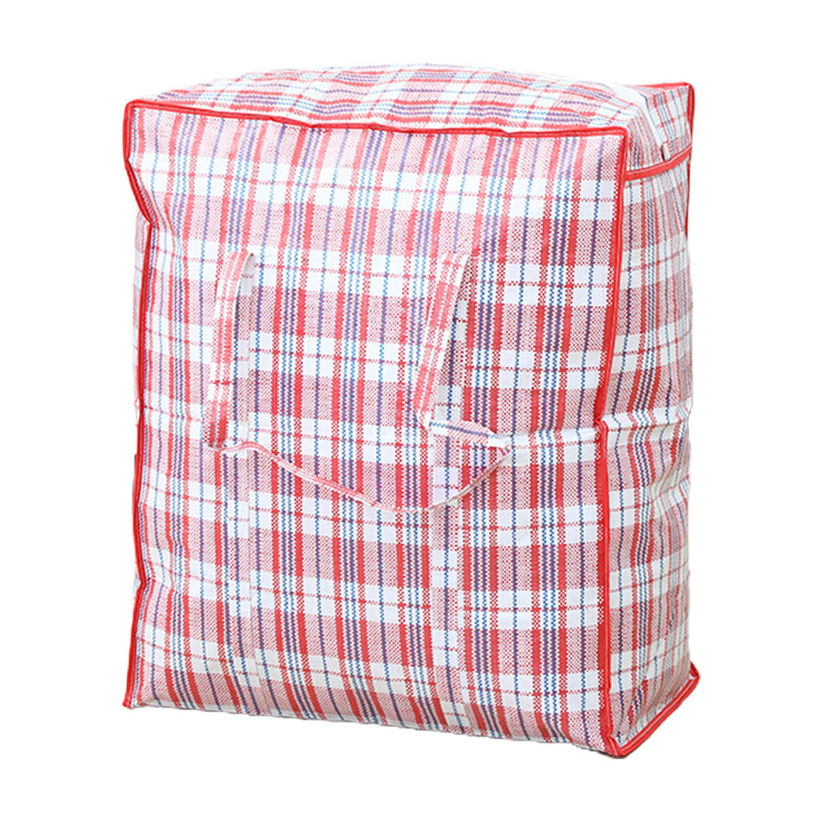 Dream Lifestyle Large Capacity Storage Bags, Large Checkered Storage Laundry Bag with Zipper & Handles for Shopping Moving Travel Red - Image 2