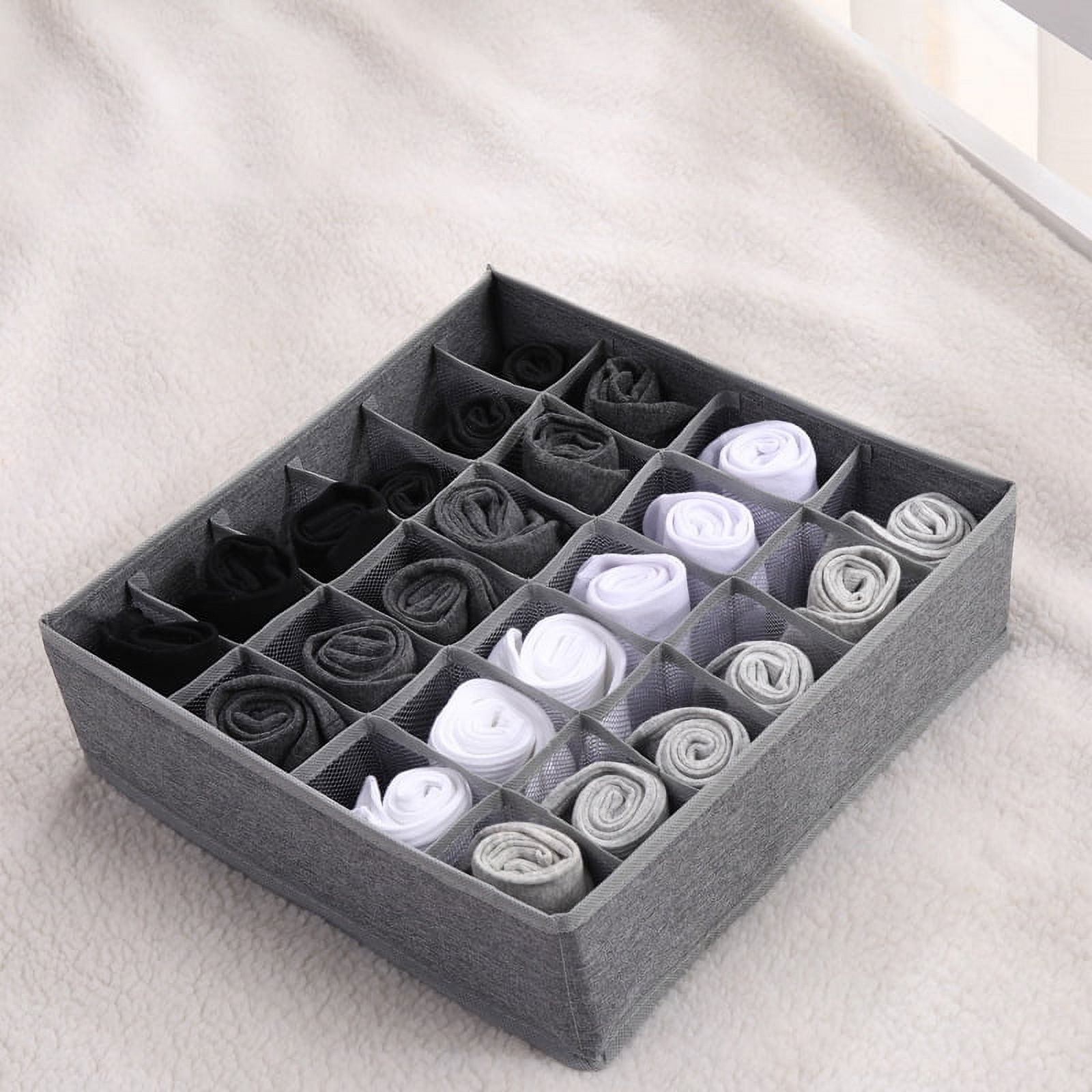 Tutuviw Wardrobe Clothes Organizer for Jeans, Upgraded Drawer Organizers for Clothing with Handle Foldable, Drawer Organizers Clothes(Gray,1PCS-M) 1PCS-24 Cell Gray - Image 1
