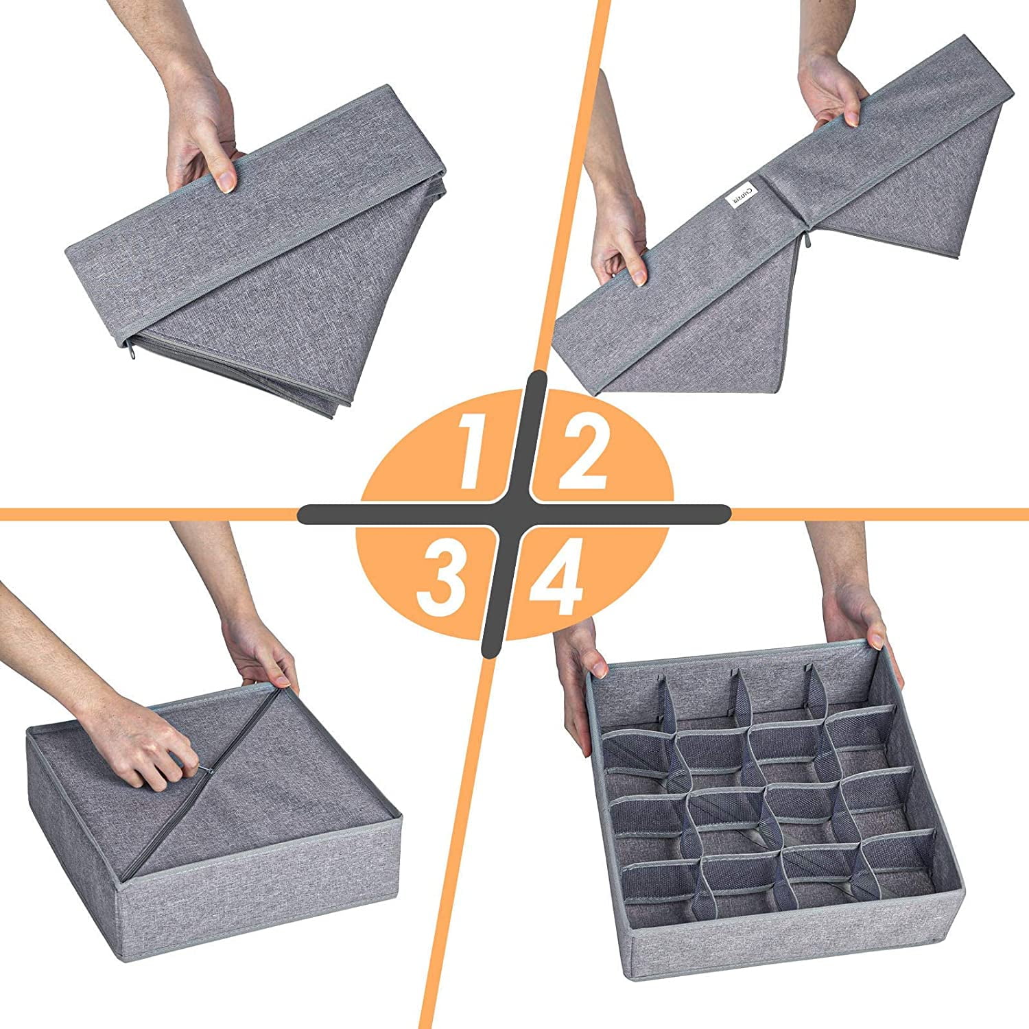 Tutuviw Wardrobe Clothes Organizer for Jeans, Upgraded Drawer Organizers for Clothing with Handle Foldable, Drawer Organizers Clothes(Gray,1PCS-M) 1PCS-24 Cell Gray - Image 4