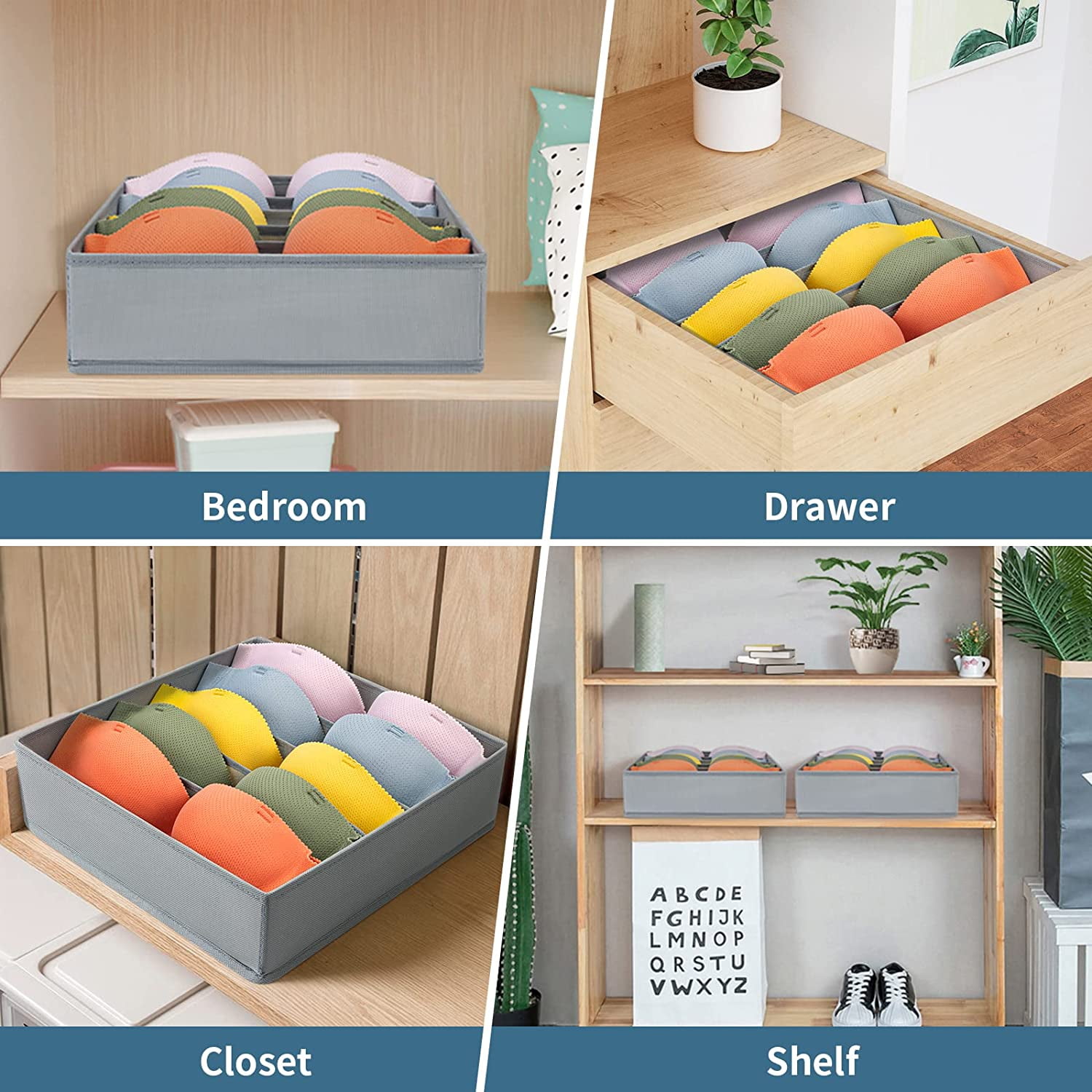 Tutuviw Wardrobe Clothes Organizer for Jeans, Upgraded Drawer Organizers for Clothing with Handle Foldable, Drawer Organizers Clothes(Gray,1PCS-M) 1PCS-7 Cell Gray - Image 5