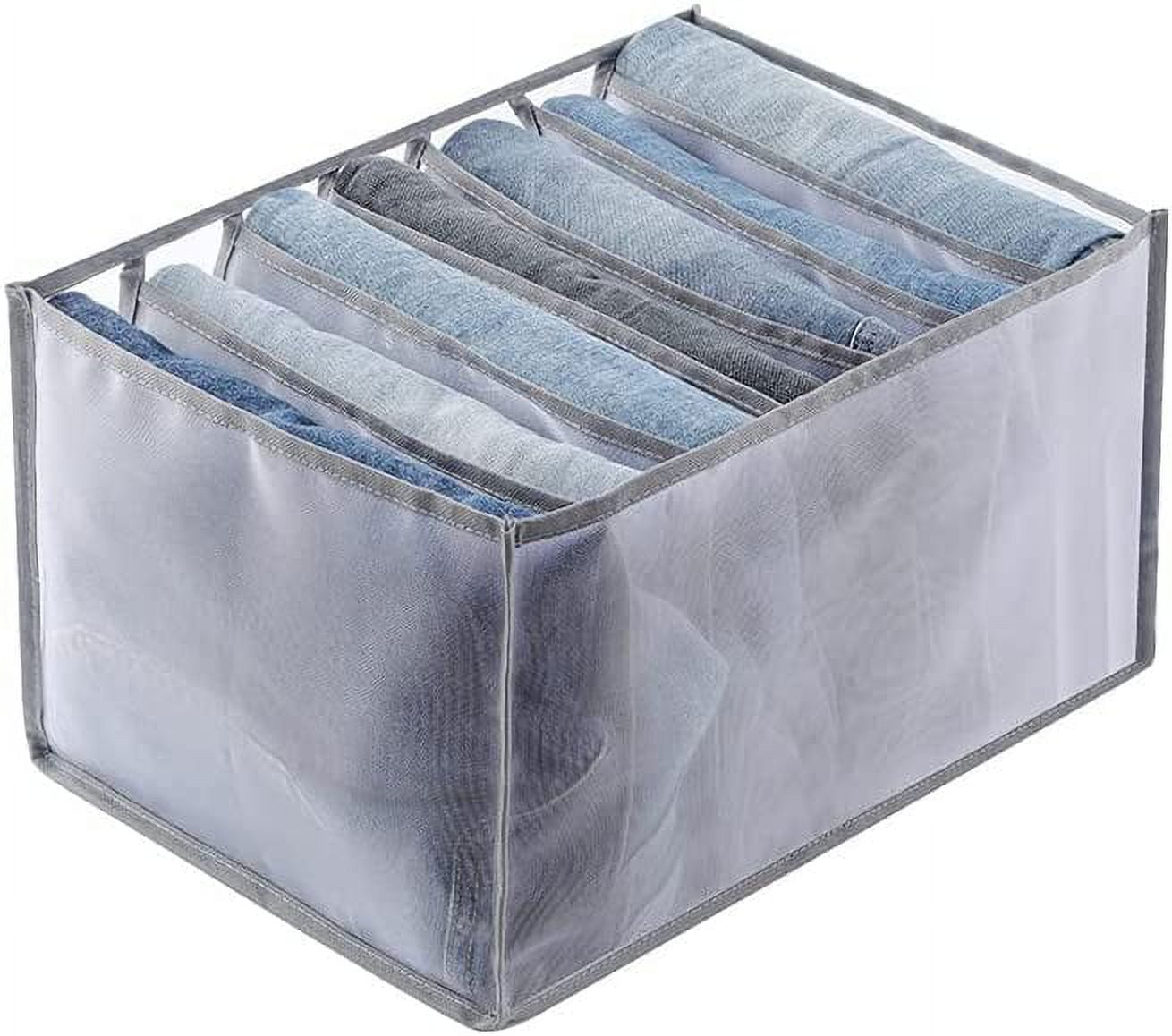 Tutuviw Wardrobe Clothes Organizer for Jeans, Upgraded Drawer Organizers for Clothing with Handle Foldable, Drawer Organizers Clothes(Gray,1PCS-M) 1PCS-7 Cell(M) - Image 1