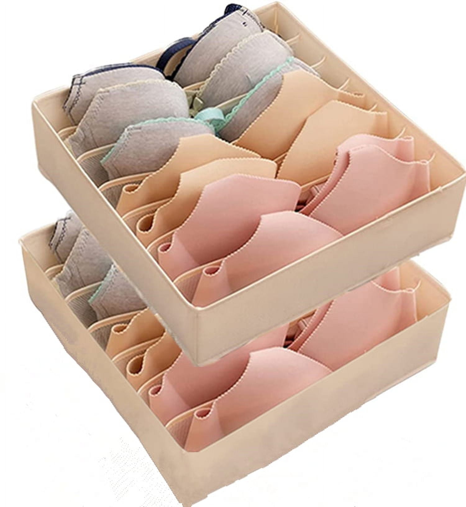 Tutuviw Wardrobe Clothes Organizer for Jeans, Upgraded Drawer Organizers for Clothing with Handle Foldable, Drawer Organizers Clothes(Gray,1PCS-M) 2PCS-7 Cell Beige - Image 1