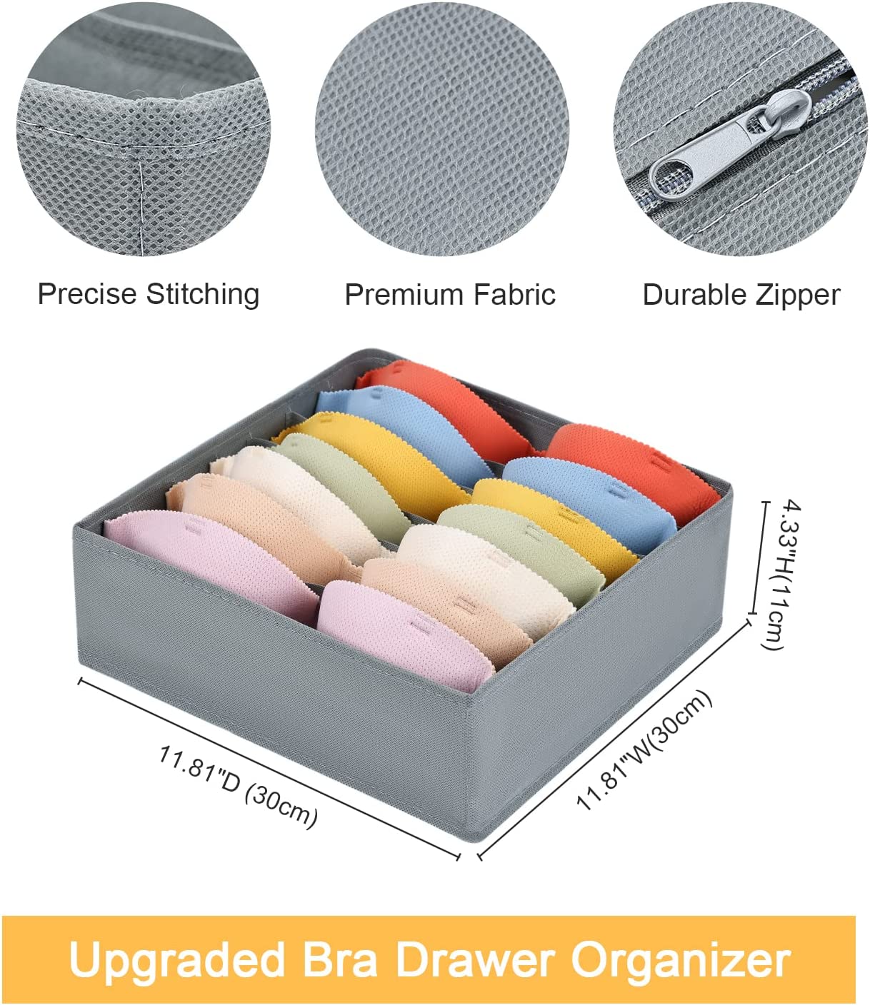 Tutuviw Wardrobe Clothes Organizer for Jeans, Upgraded Drawer Organizers for Clothing with Handle Foldable, Drawer Organizers Clothes(Gray,1PCS-M) 2PCS-7 Cell Gray - Image 5