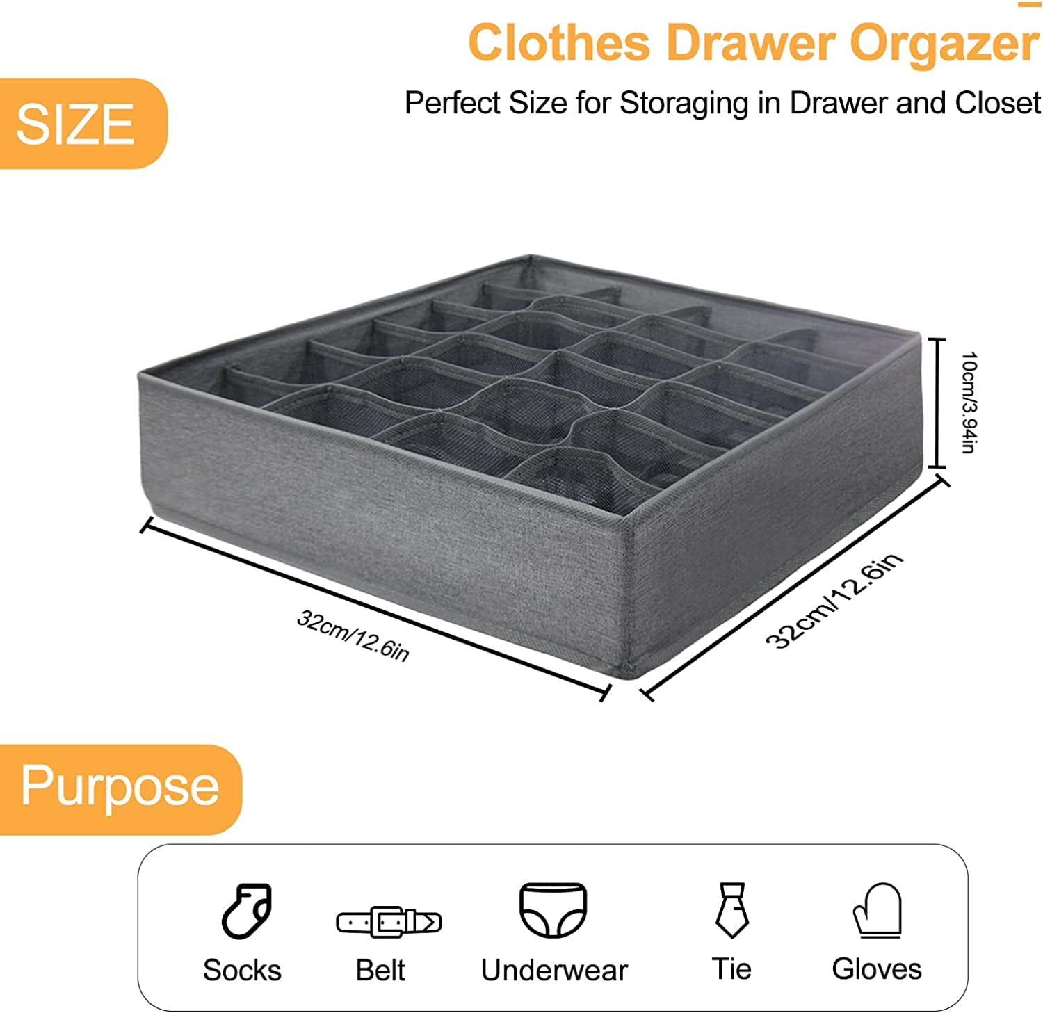 Tutuviw Wardrobe Clothes Organizer for Jeans, Upgraded Drawer Organizers for Clothing with Handle Foldable, Drawer Organizers Clothes(Gray,1PCS-M) 2PCS-7 Cell+24 Cell Gray - Image 5