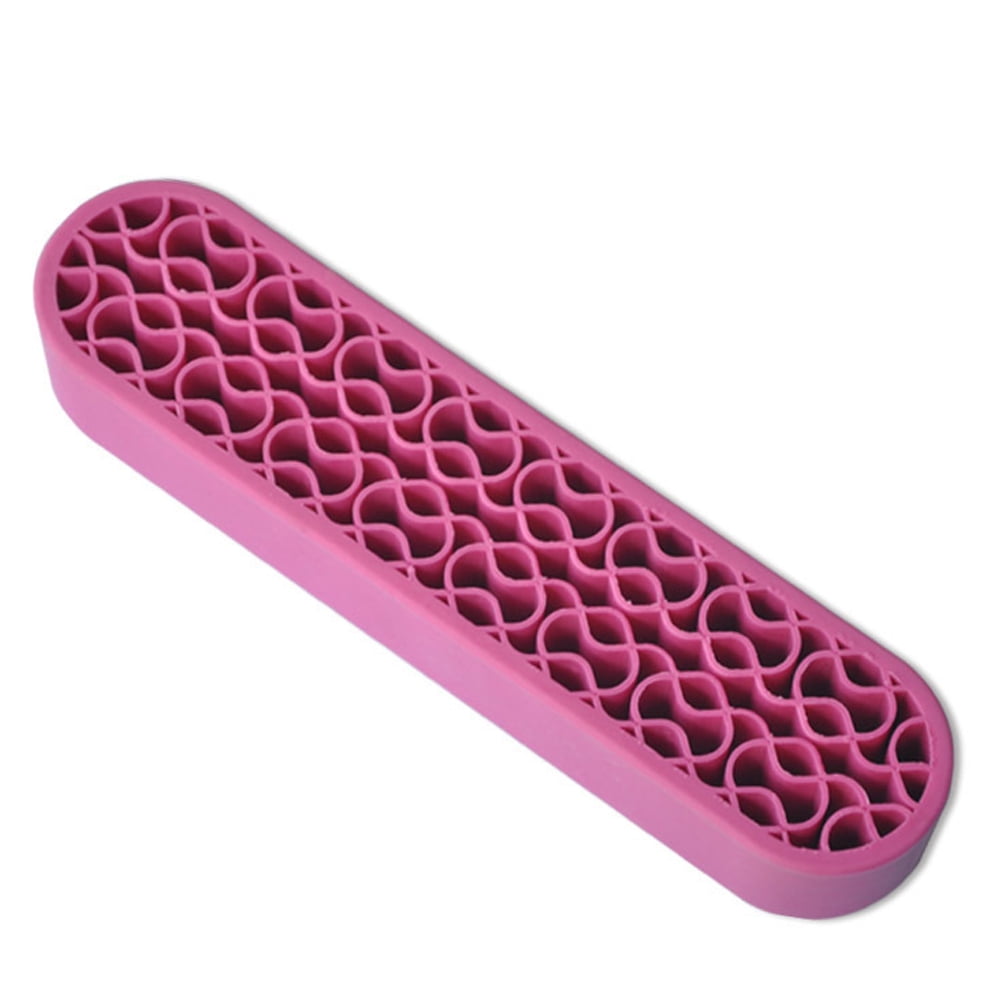 Bueautybox Makeup Beauty Brush Holder Organizer, Lipstick Holder Case Silicone Nail Polish Storage Rack Professional Cosmetic Display Box Pink - Image 2