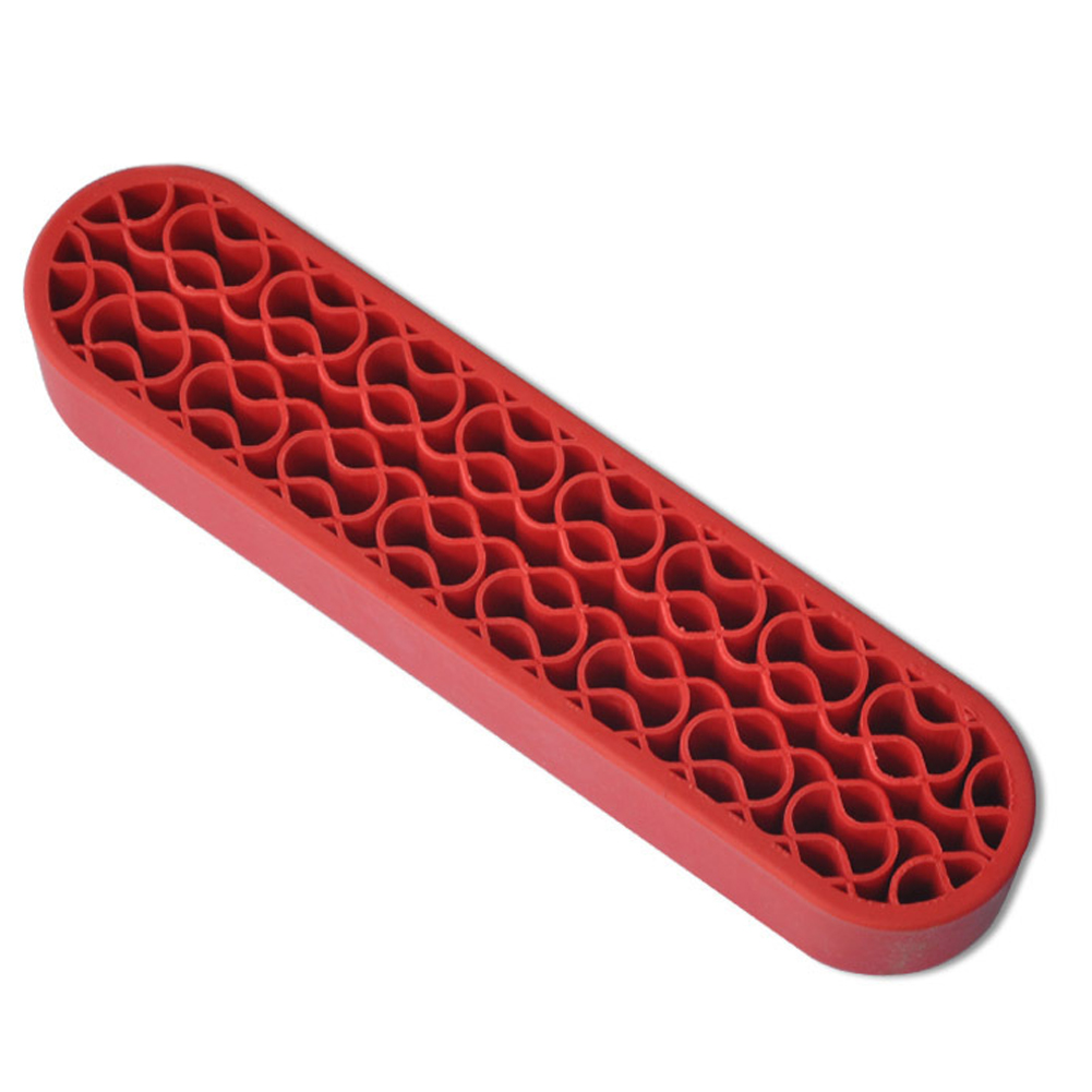 Bueautybox Makeup Beauty Brush Holder Organizer, Lipstick Holder Case Silicone Nail Polish Storage Rack Professional Cosmetic Display Box Red - Image 2
