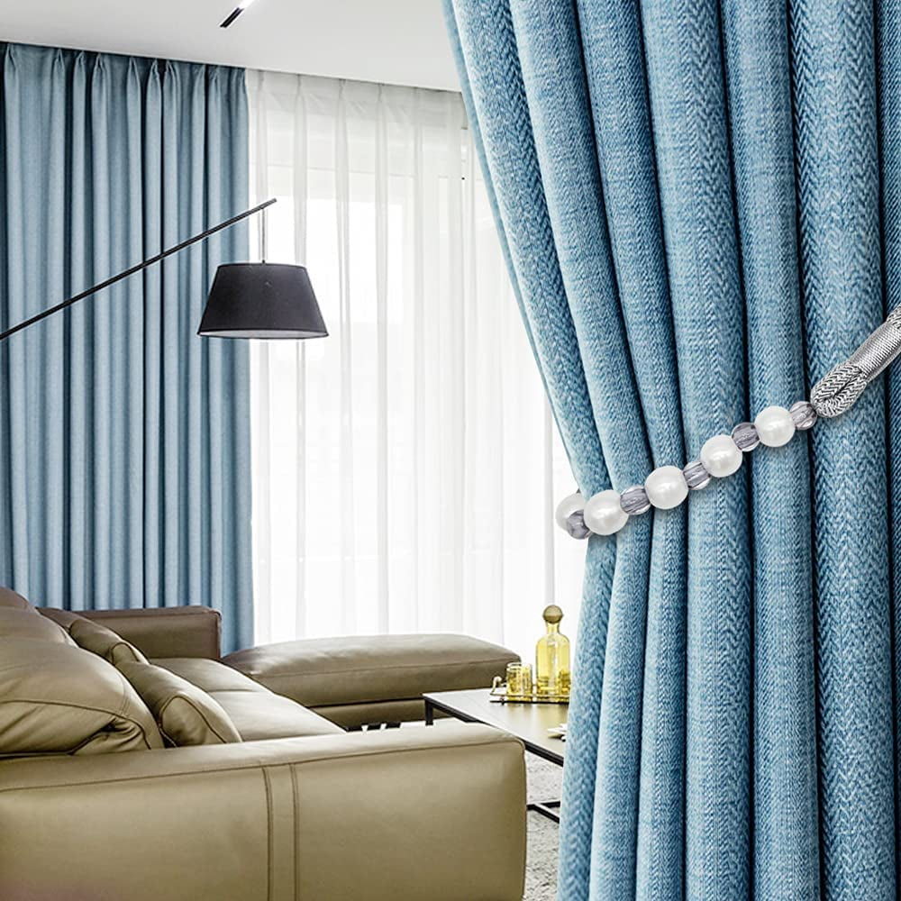 Visland 2 Pack Acrylic Pearl Curtain Tie Backs Curtain Hooks, Elegant Beads Curtain Rope Straps, Decorative Holdbacks Curtain Holders, 29in Golden Yellow - Image 6