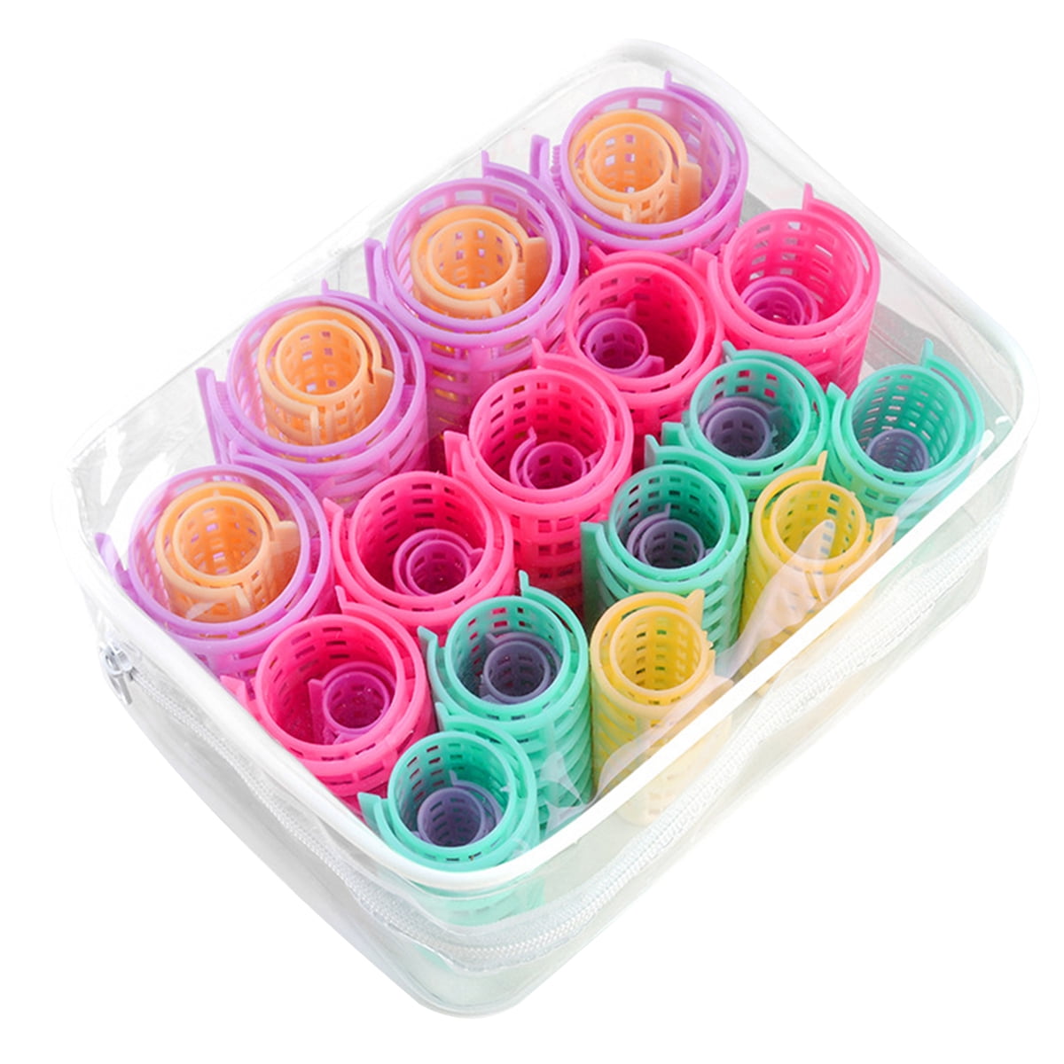 CIYAPED 30 Pieces Plastic Hair Rollers Curlers Snap Rollers Self Grip Rollers Hairdressing Curlers No Heat Hair Curlers for DIY Hairdressing Hair Salon Hair Barber Yellow/Green/Red/Purple - Image 1