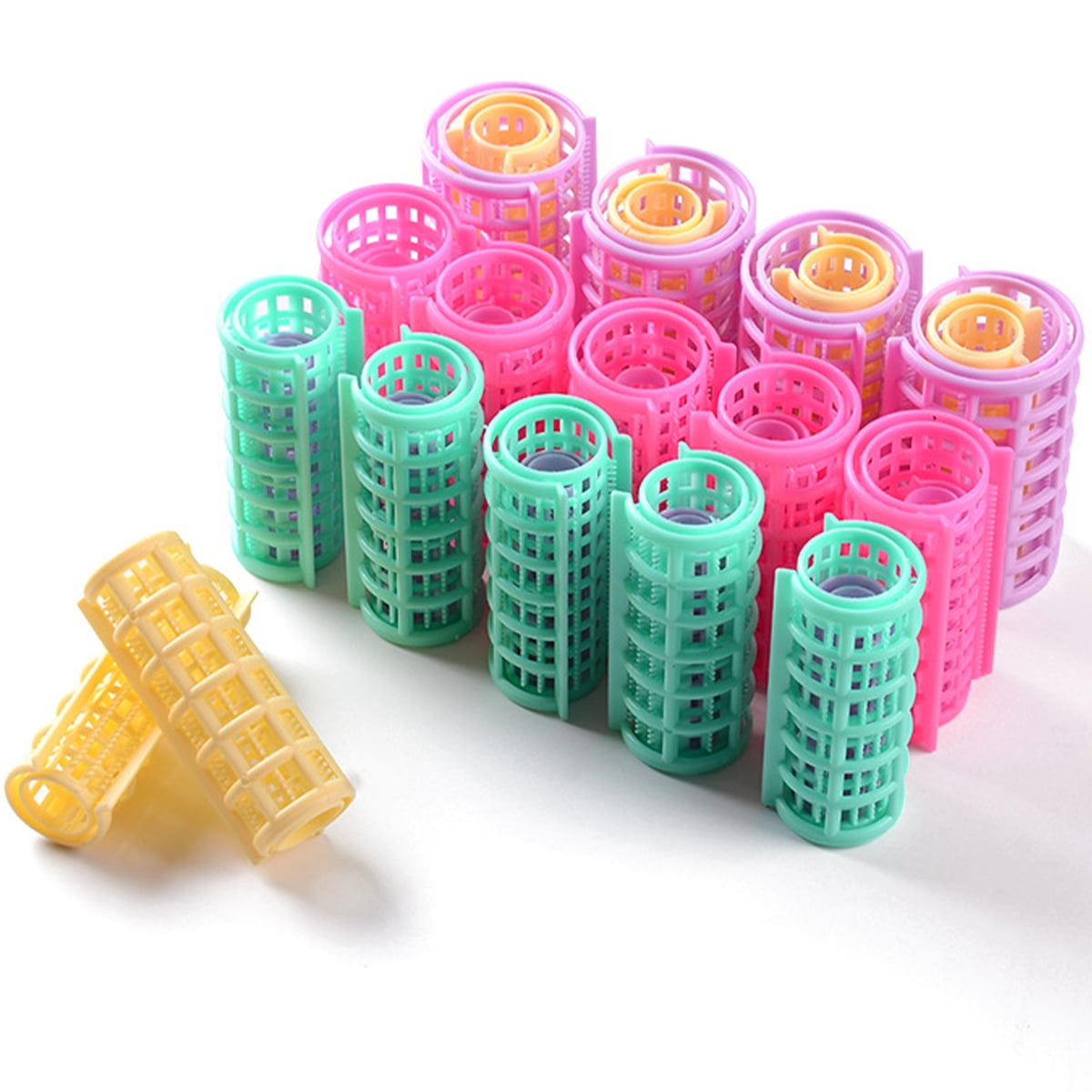CIYAPED 30 Pieces Plastic Hair Rollers Curlers Snap Rollers Self Grip Rollers Hairdressing Curlers No Heat Hair Curlers for DIY Hairdressing Hair Salon Hair Barber Yellow/Green/Red/Purple - Image 2