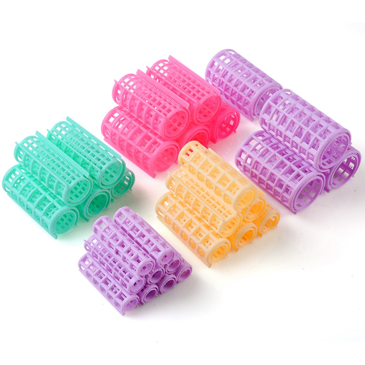 CIYAPED 30 Pieces Plastic Hair Rollers Curlers Snap Rollers Self Grip Rollers Hairdressing Curlers No Heat Hair Curlers for DIY Hairdressing Hair Salon Hair Barber Yellow/Green/Red/Purple - Image 5