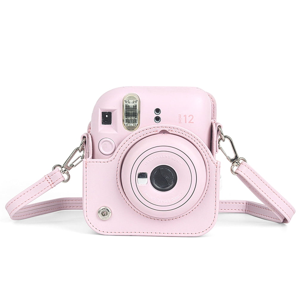For Instax Mini 12 Camera Case PU Leather Soft Silicone Cover Bag for Fujifilm Polaroid Film Camera Bag w/Shoulder Strap Hydrangea blue - Image 5