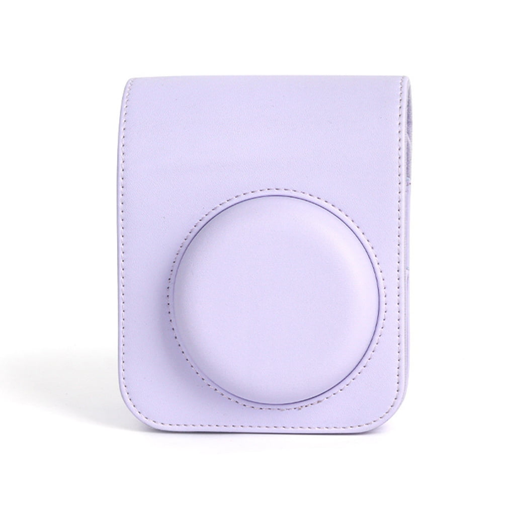For Instax Mini 12 Camera Case PU Leather Soft Silicone Cover Bag for Fujifilm Polaroid Film Camera Bag w/Shoulder Strap Iris purple - Image 1