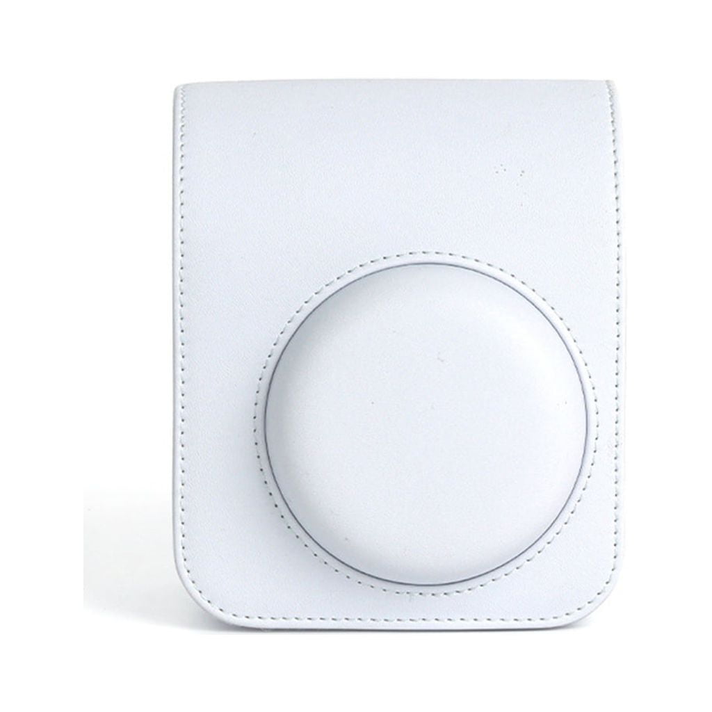 For Instax Mini 12 Camera Case PU Leather Soft Silicone Cover Bag for Fujifilm Polaroid Film Camera Bag w/Shoulder Strap Jasmine white - Image 1