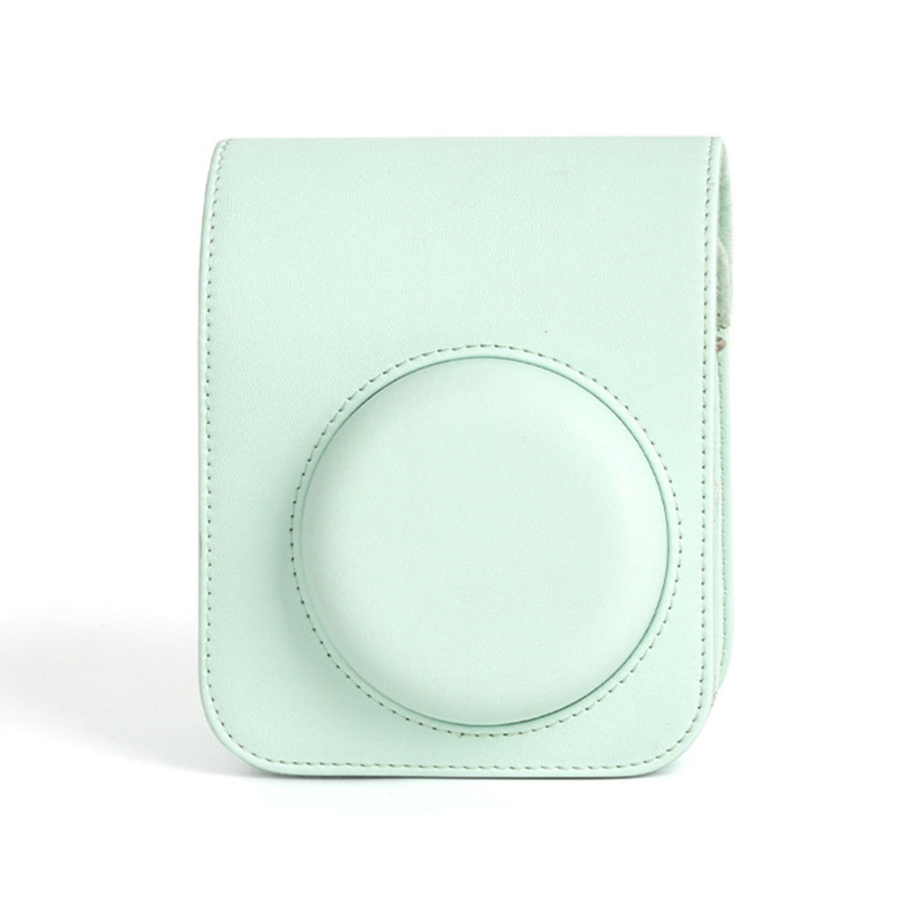 For Instax Mini 12 Camera Case PU Leather Soft Silicone Cover Bag for Fujifilm Polaroid Film Camera Bag w/Shoulder Strap Mint Green - Image 1