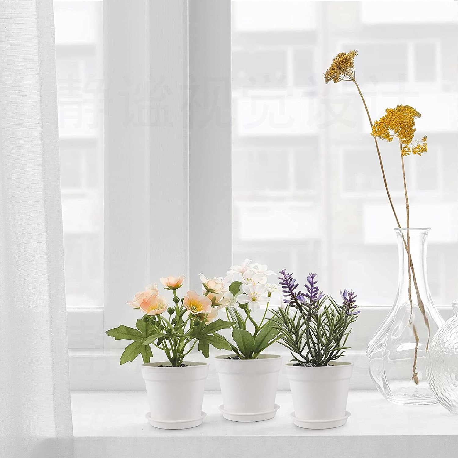 Pots for Plants, 8 Pack 4 inch Plastic Planters with Multiple Drainage Holes and Trays - Plant Pots for All Home Garden Flowers Succulents (White) 4.8inch-White - Image 2