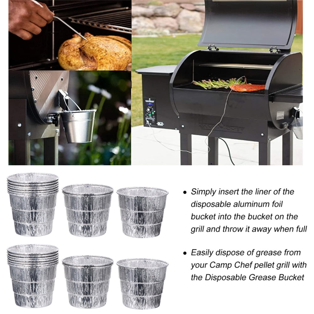 12 Pack Disposable Drip Grease Bucket Liners, Grill Drip Tray, Disposable Foil Liner for BBQ Drip Bucket - Image 3