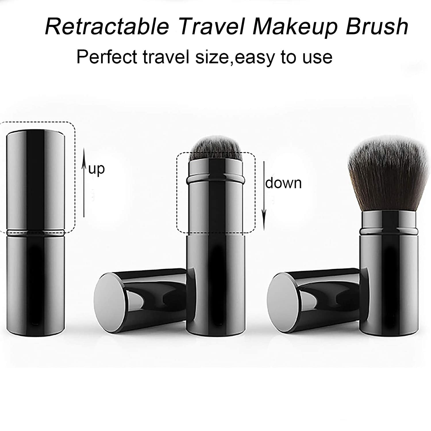 Retractable Foundation Makeup Brushes, Travel Flat Top Kabuki Powder Brush - Image 2