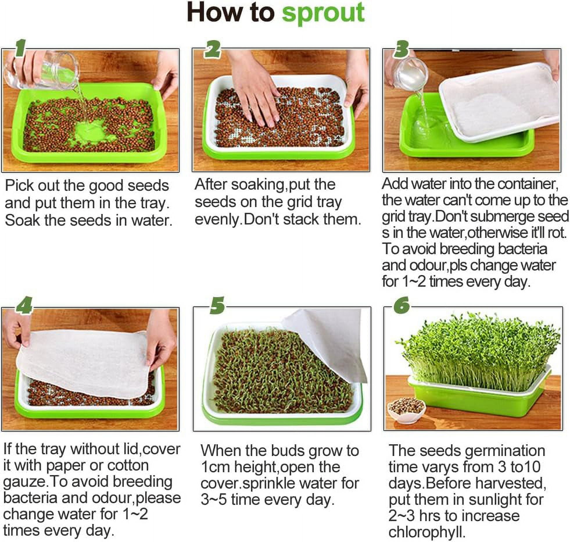 Tutuviw BPA Free Hydroponics Soilless Seeds Sprouter Microgreen Seed Sprouter Trays Seed Germination Double Tier Grow Trays with Lid 1PCS-Seed Sprouter Tray - Image 5