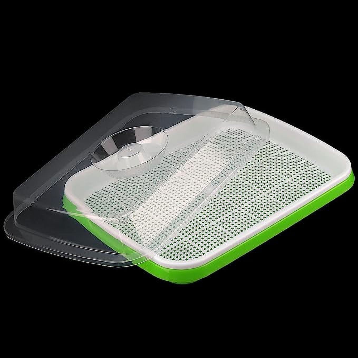 Tutuviw BPA Free Hydroponics Soilless Seeds Sprouter Microgreen Seed Sprouter Trays Seed Germination Double Tier Grow Trays with Lid 1PCS-Seed Sprouter Tray+Lid - Image 1