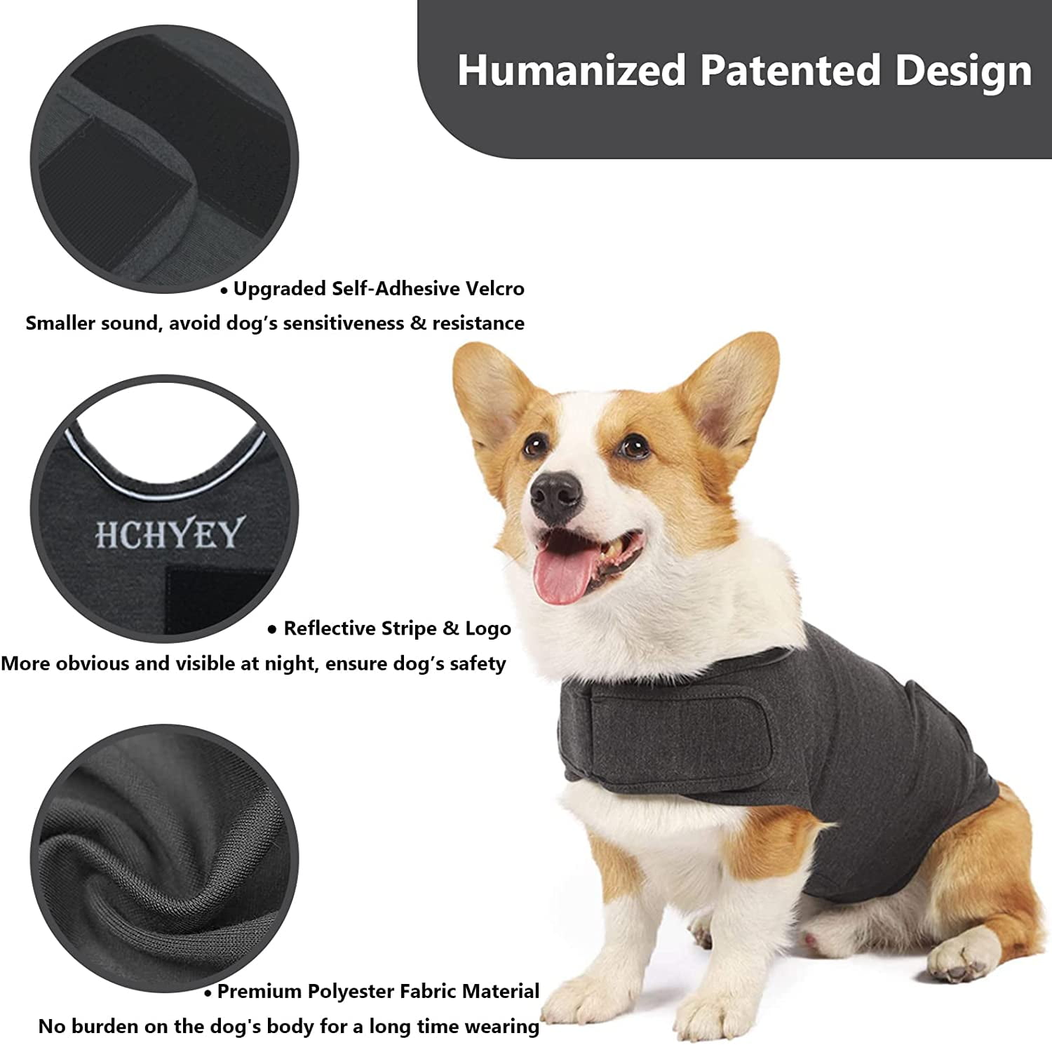 Dog Jacket, Skin-Friendly Dog Calming Vest - Dog Shirt for Thunder, Fireworks and Separation - Keep Pet Calm Without Medicine & Training, Anti Anxiety Vest for Dogs 2XL Gray - Image 3