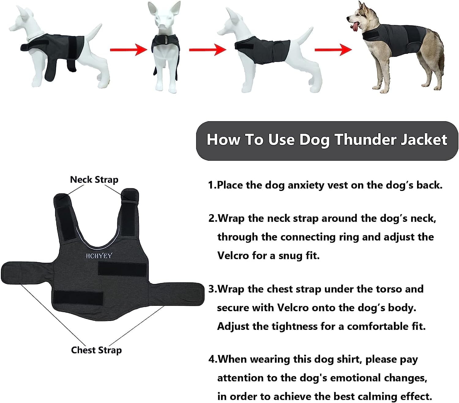 Dog Jacket, Skin-Friendly Dog Calming Vest - Dog Shirt for Thunder, Fireworks and Separation - Keep Pet Calm Without Medicine & Training, Anti Anxiety Vest for Dogs XS Light Grey - Image 5