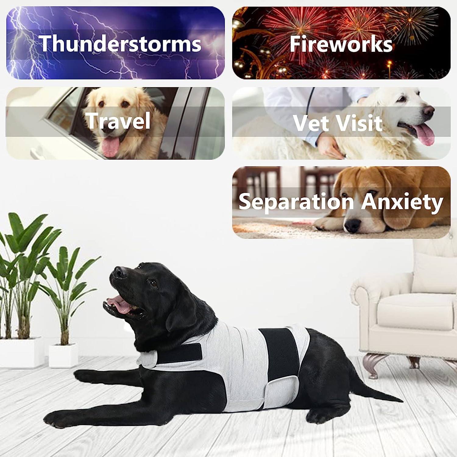 Dog Jacket, Skin-Friendly Dog Calming Vest - Dog Shirt for Thunder, Fireworks and Separation - Keep Pet Calm Without Medicine & Training, Anti Anxiety Vest for Dogs L Light Grey - Image 4