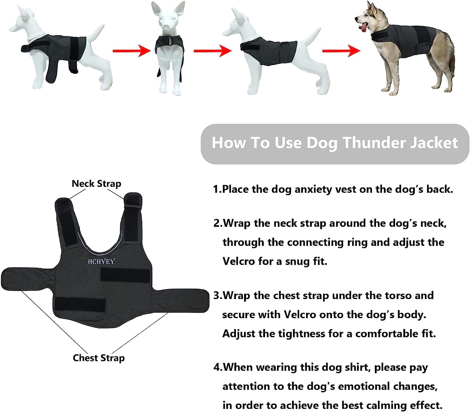 Dog Jacket, Skin-Friendly Dog Calming Vest - Dog Shirt for Thunder, Fireworks and Separation - Keep Pet Calm Without Medicine & Training, Anti Anxiety Vest for Dogs S Rose Red - Image 2