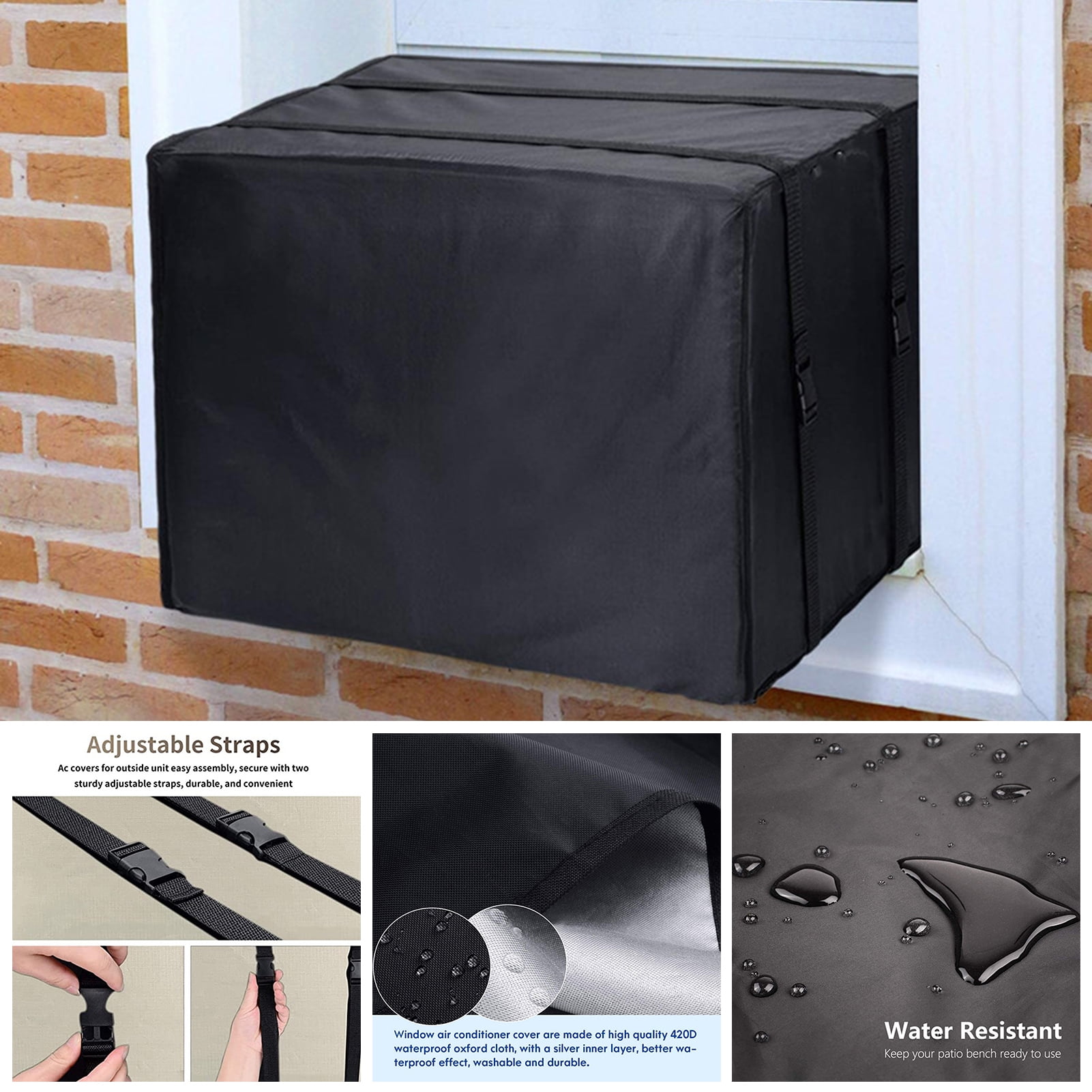 Cheers.US Window Air Conditioner Cover Outdoor, Outside Window AC Unit Cover Black Dust-Proof Waterproof AC Cover Outdoor Window AC Protection Cover M Beige - Image 4
