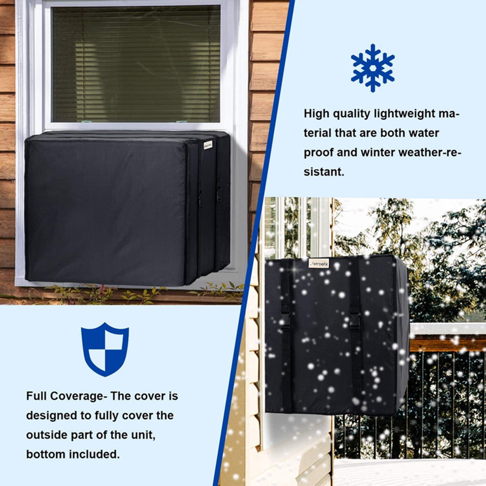 Cheers.US Window Air Conditioner Cover Outdoor, Outside Window AC Unit Cover Black Dust-Proof Waterproof AC Cover Outdoor Window AC Protection Cover 16.93