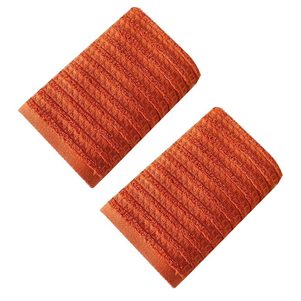 100% Cotton Soft and Absorbent Hand Towel-Waffle Hand Towels for Bathroom-Set of 2 Quick Drying Towels Warm orange - Image 1