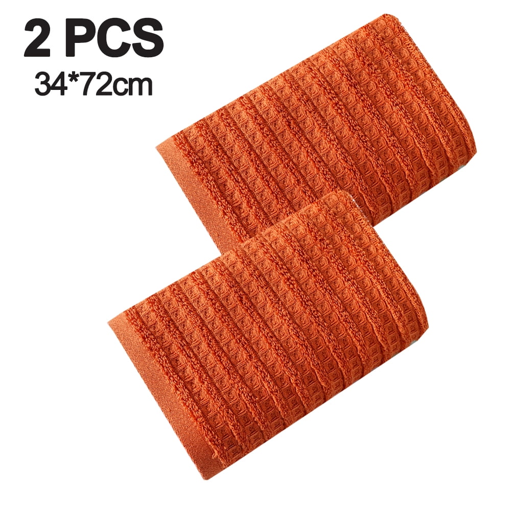 100% Cotton Soft and Absorbent Hand Towel-Waffle Hand Towels for Bathroom-Set of 2 Quick Drying Towels Warm orange - Image 2