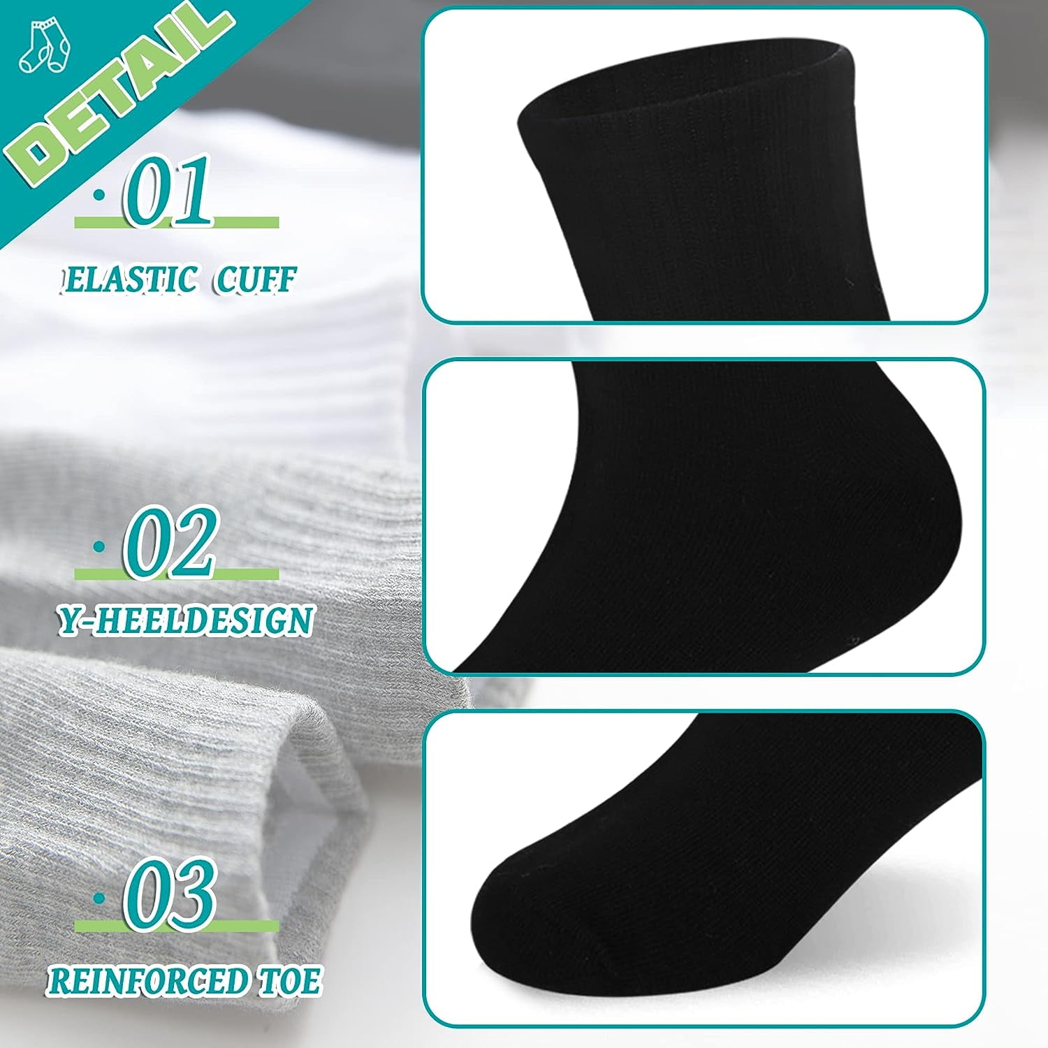 Holzlrgus Kids Athletic Crew Socks Boys Girls Cotton School Uniform Casual Basic Socks 6 Pairs 3-5T Black - Image 4