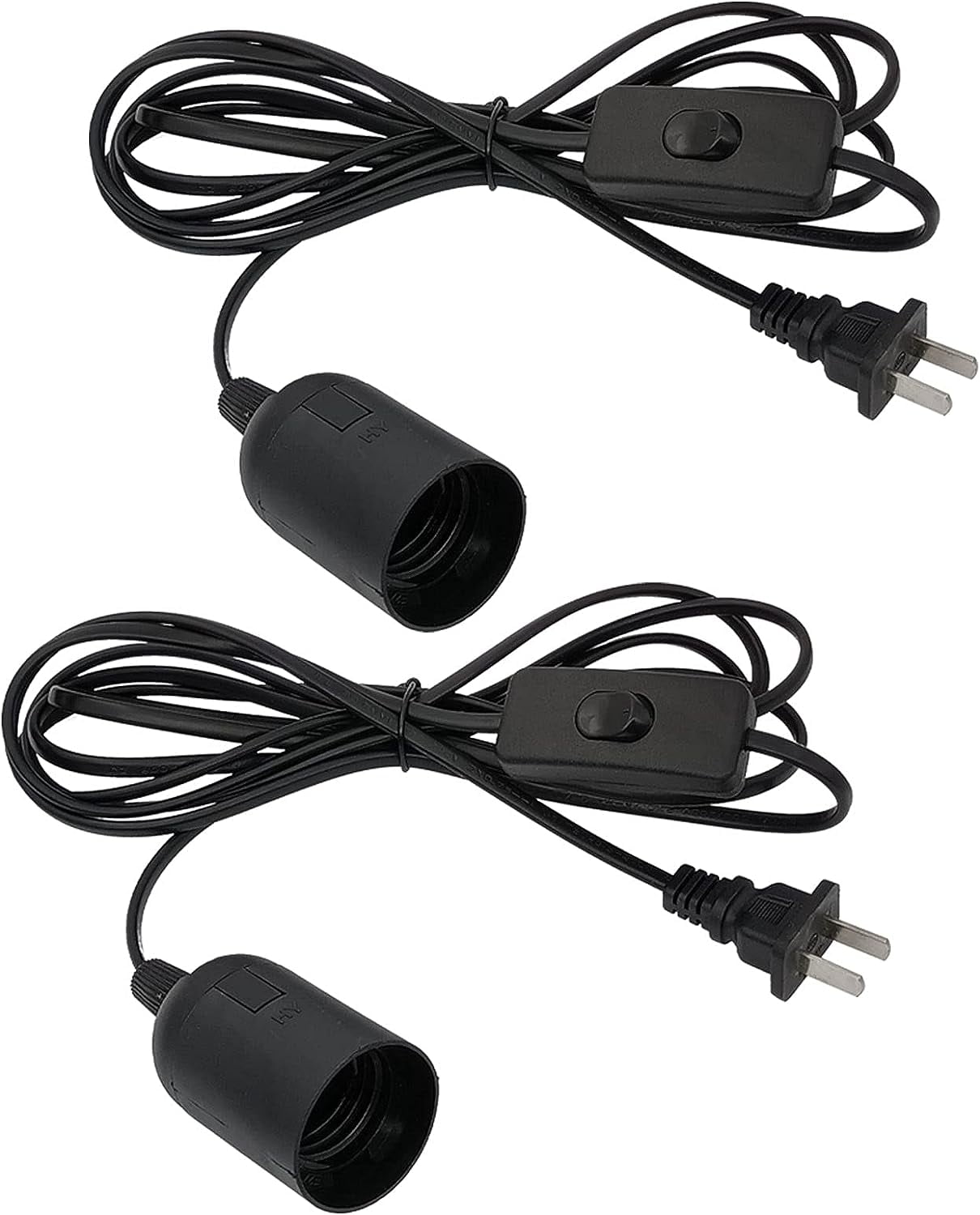 Plug in Hanging Light Kit, Retro Hanging Lights with Plug in Cord, E26 E27 Industrial Pendant Light Fixture, 5.9 FT Cord with On/Off Switch Hanging Lamp for Living Room Bedroom 2 Pack Black - Image 1