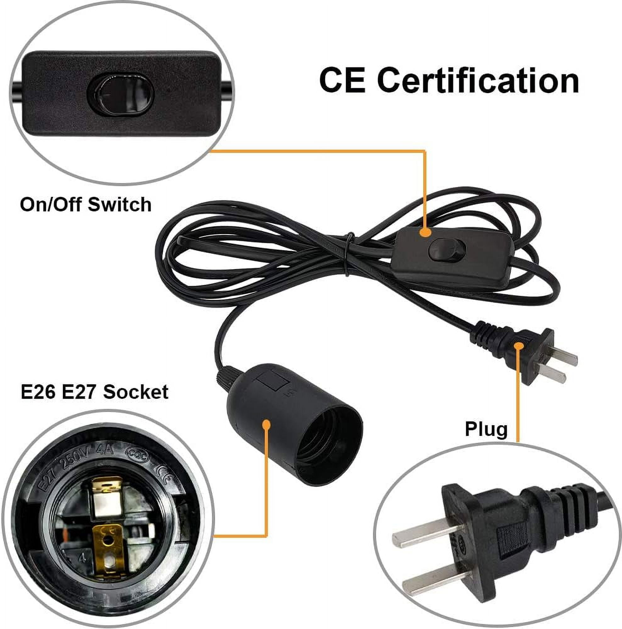Plug in Hanging Light Kit, Retro Hanging Lights with Plug in Cord, E26 E27 Industrial Pendant Light Fixture, 5.9 FT Cord with On/Off Switch Hanging Lamp for Living Room Bedroom 2 Pack Black - Image 2