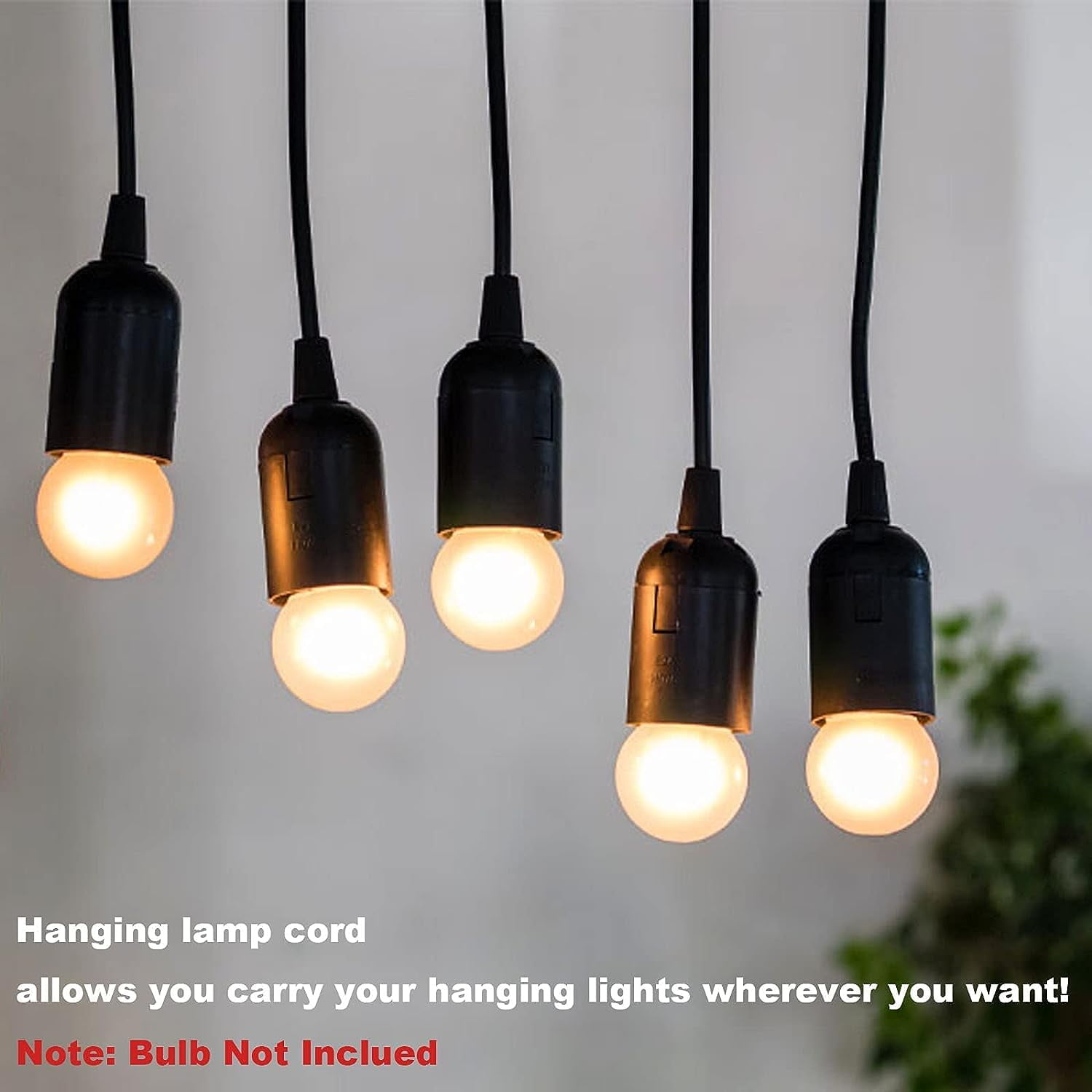 Plug in Hanging Light Kit, Retro Hanging Lights with Plug in Cord, E26 E27 Industrial Pendant Light Fixture, 5.9 FT Cord with On/Off Switch Hanging Lamp for Living Room Bedroom 2 Pack Black - Image 5