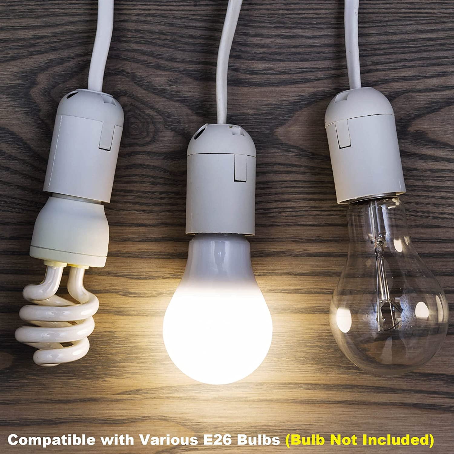 Plug in Hanging Light Kit, Retro Hanging Lights with Plug in Cord, E26 E27 Industrial Pendant Light Fixture, 5.9 FT Cord with On/Off Switch Hanging Lamp for Living Room Bedroom 2 Pack White - Image 3
