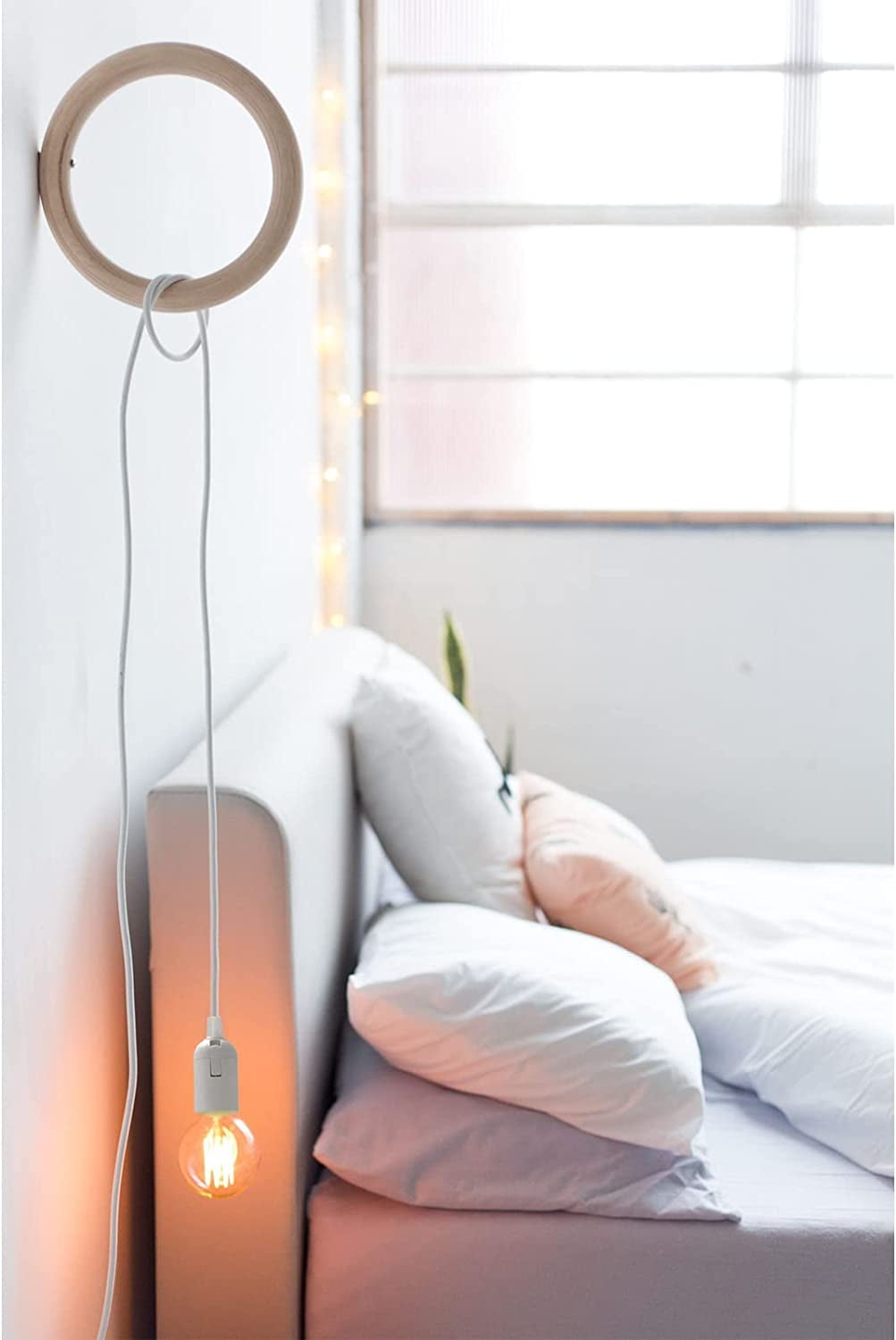 Plug in Hanging Light Kit, Retro Hanging Lights with Plug in Cord, E26 E27 Industrial Pendant Light Fixture, 5.9 FT Cord with On/Off Switch Hanging Lamp for Living Room Bedroom 2 Pack White - Image 5