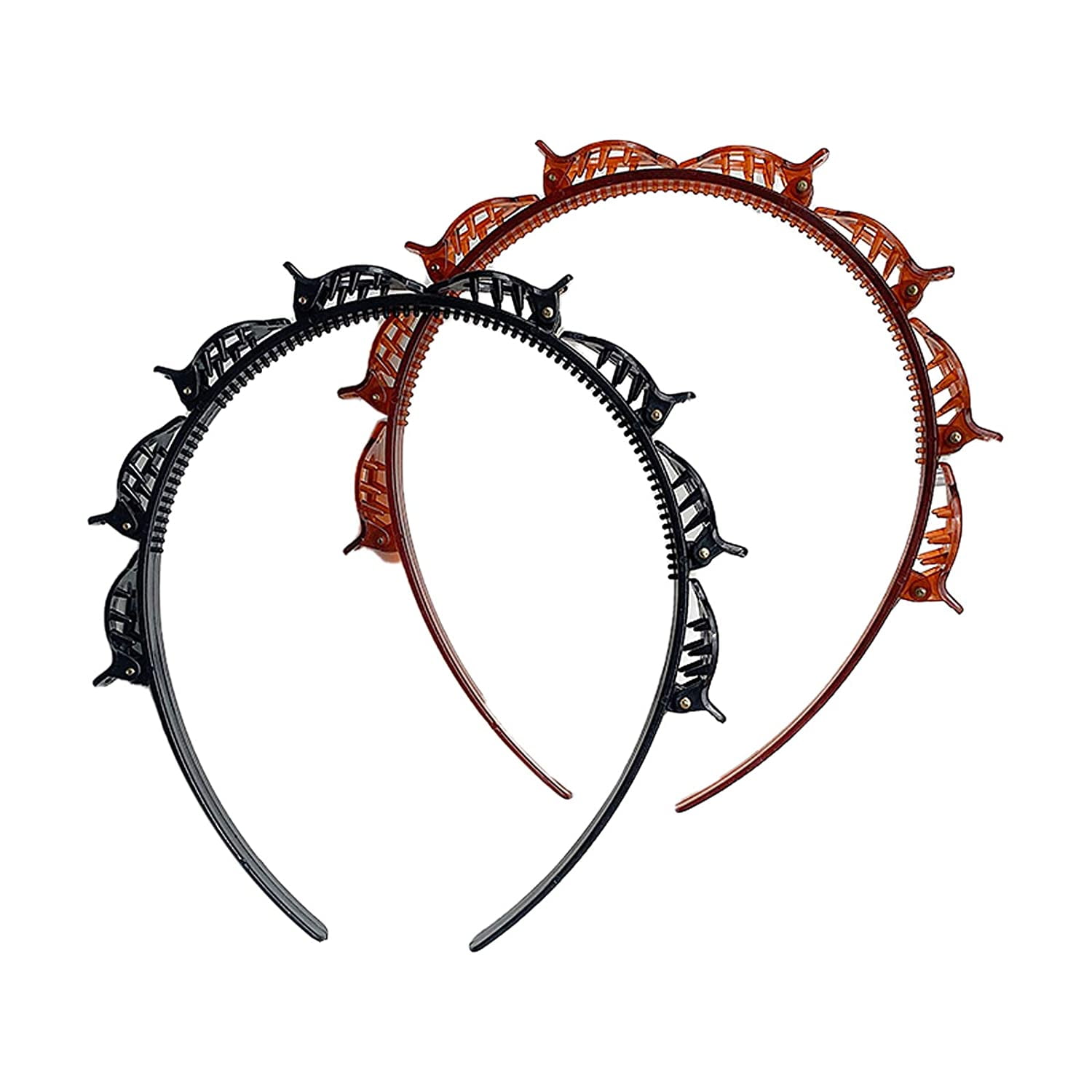 Headbands for Women Head bands with Braided Hair Clips for Girls Thin Headband with Clips - Image 1
