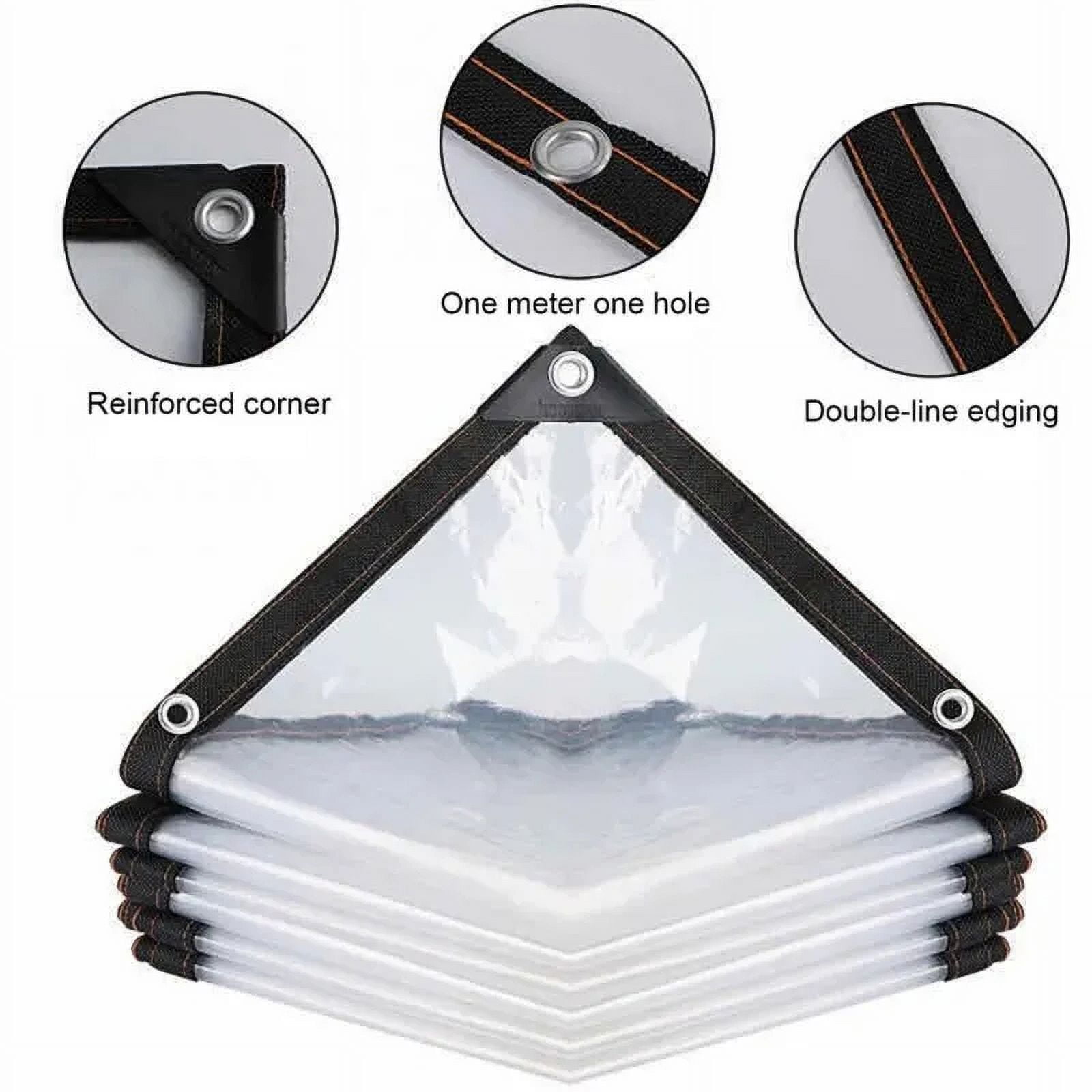 Clear Tarp Heavy Duty Tarp Cover Waterproof Tarpaulin with Grommets for Gardening Camping Traveling 39x39in, 2 Pcs - Image 3