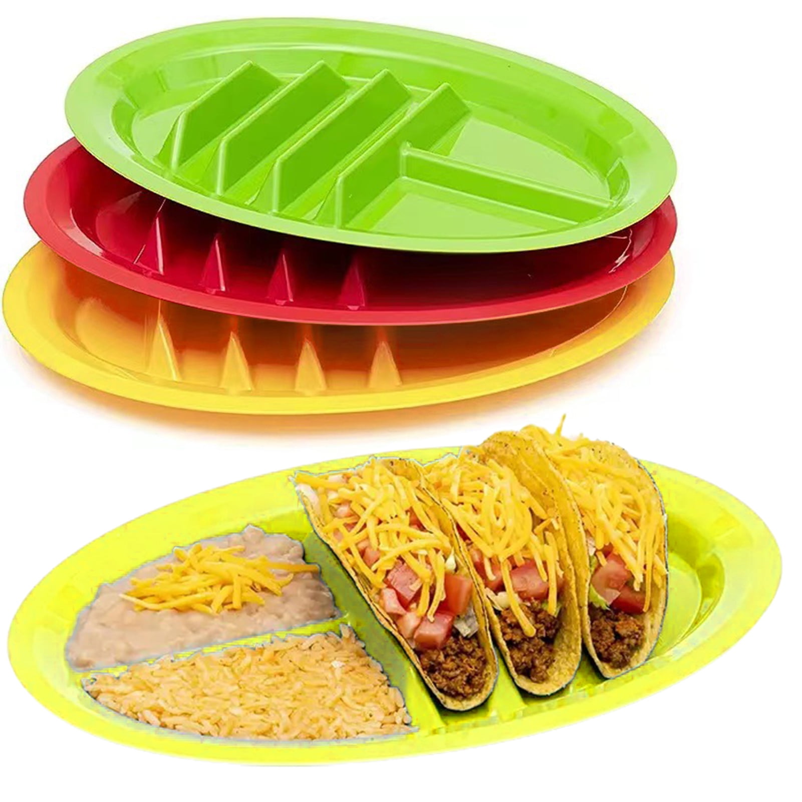 Ludlz Tacos Holder Plate Durable Easy to Clean Mexican Pancakes Corn Hot Dogs Cakes Toasts Food Tray for Home Yellow - Image 4