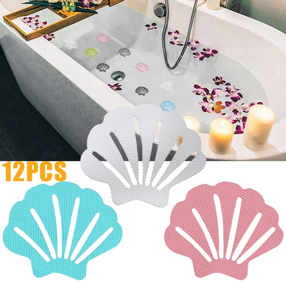 12pcs Non-Slip Shower Clip Stickers Non-Slip Shower Mat Floor Safety Tape Bathtub Shower Stair Stickers Blue - Image 1