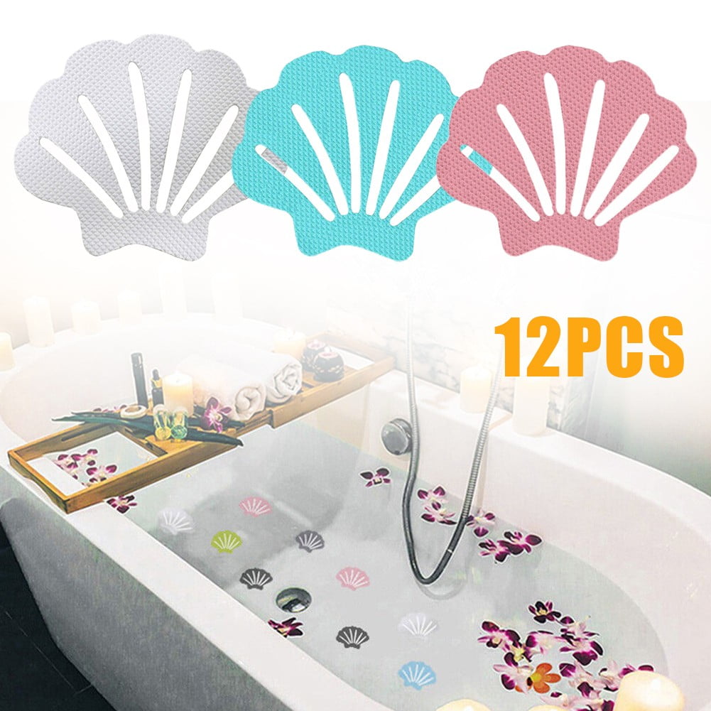 12pcs Non-Slip Shower Clip Stickers Non-Slip Shower Mat Floor Safety Tape Bathtub Shower Stair Stickers Blue - Image 3