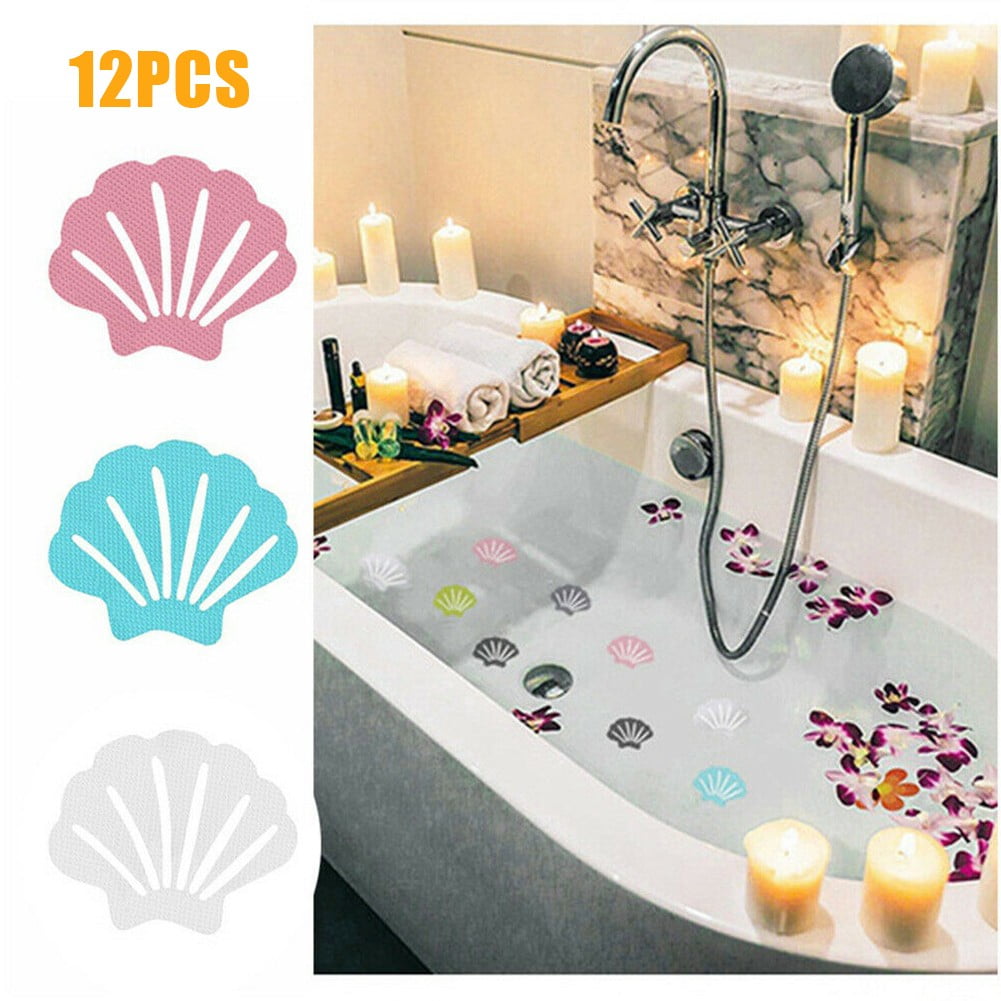 12pcs Non-Slip Shower Clip Stickers Non-Slip Shower Mat Floor Safety Tape Bathtub Shower Stair Stickers Blue - Image 4