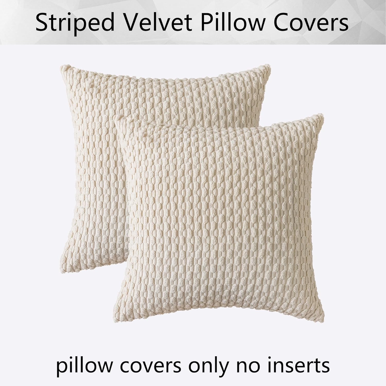 Holzlrgus Fall Set of 2 Striped Textured Velvet Corduroy Decorative Europe Sham Seasonal Autumn Throw Pillow Cushion Cover for Couch, (60x60 cm, 24inch), Burnt Brick 22 x 22-Inch Cream - Image 6