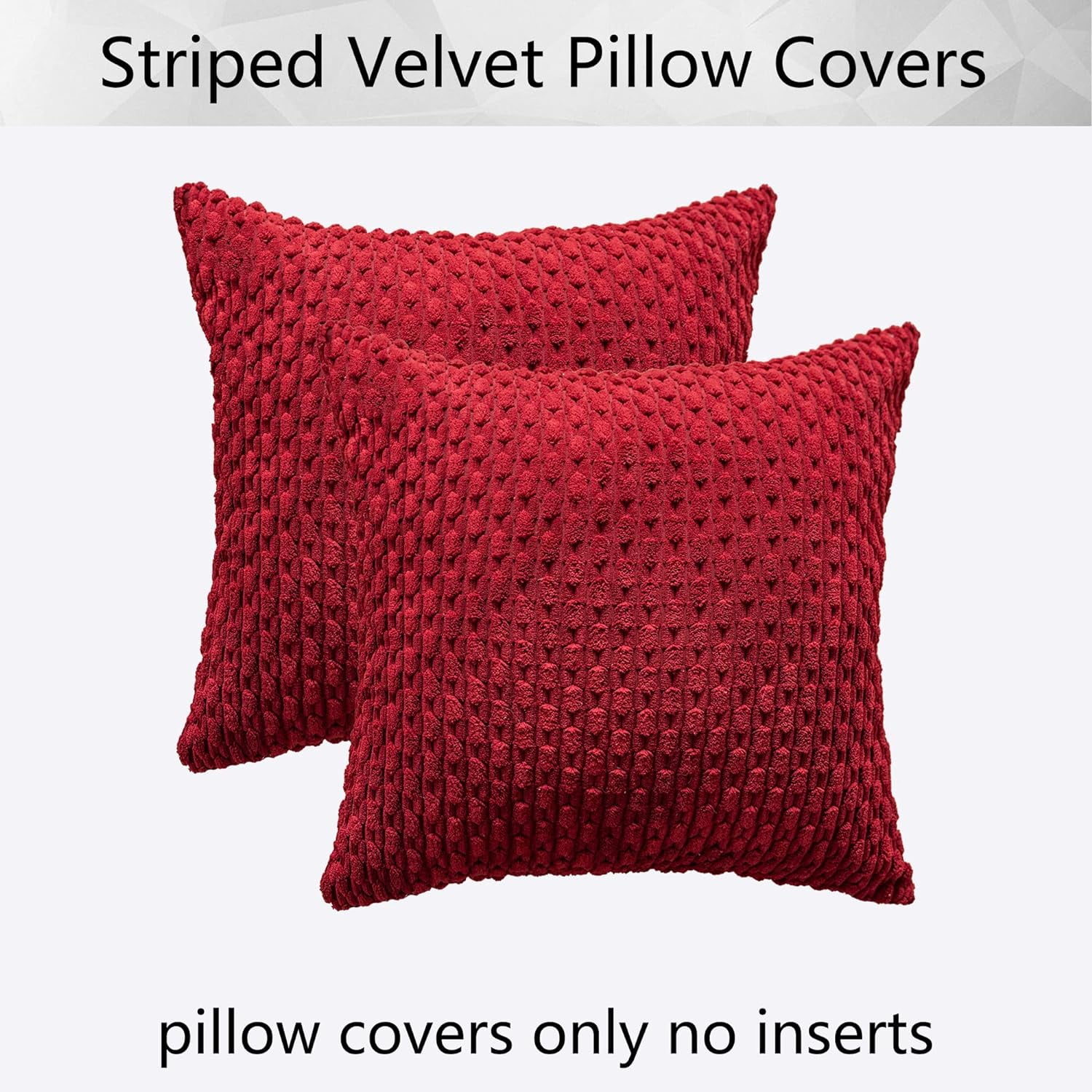 Holzlrgus Fall Set of 2 Striped Textured Velvet Corduroy Decorative Europe Sham Seasonal Autumn Throw Pillow Cushion Cover for Couch, (60x60 cm, 24inch), Burnt Brick 16 x 16-Inch Sage Green - Image 7